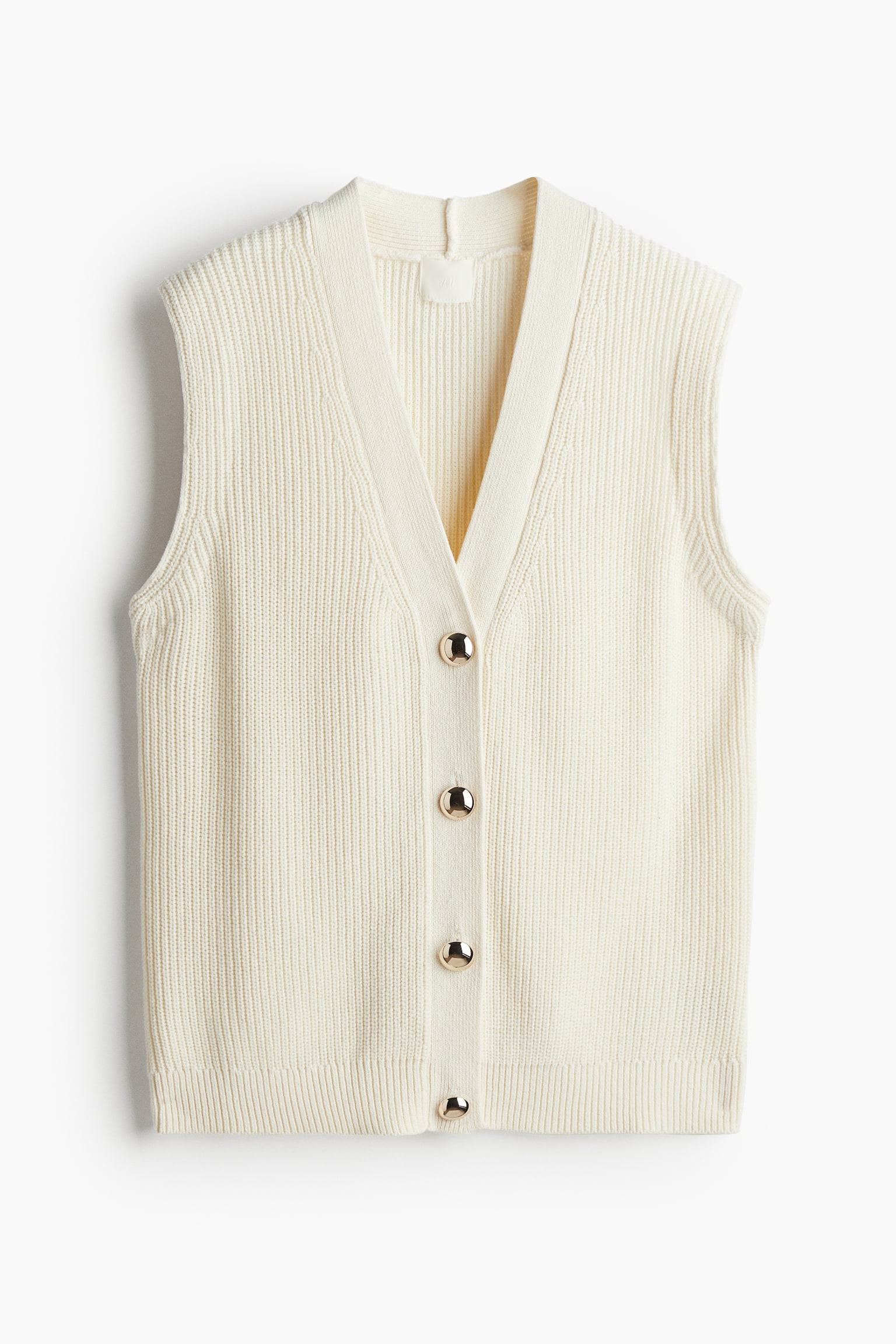 Rib-knit sweater vest - Cream - 2