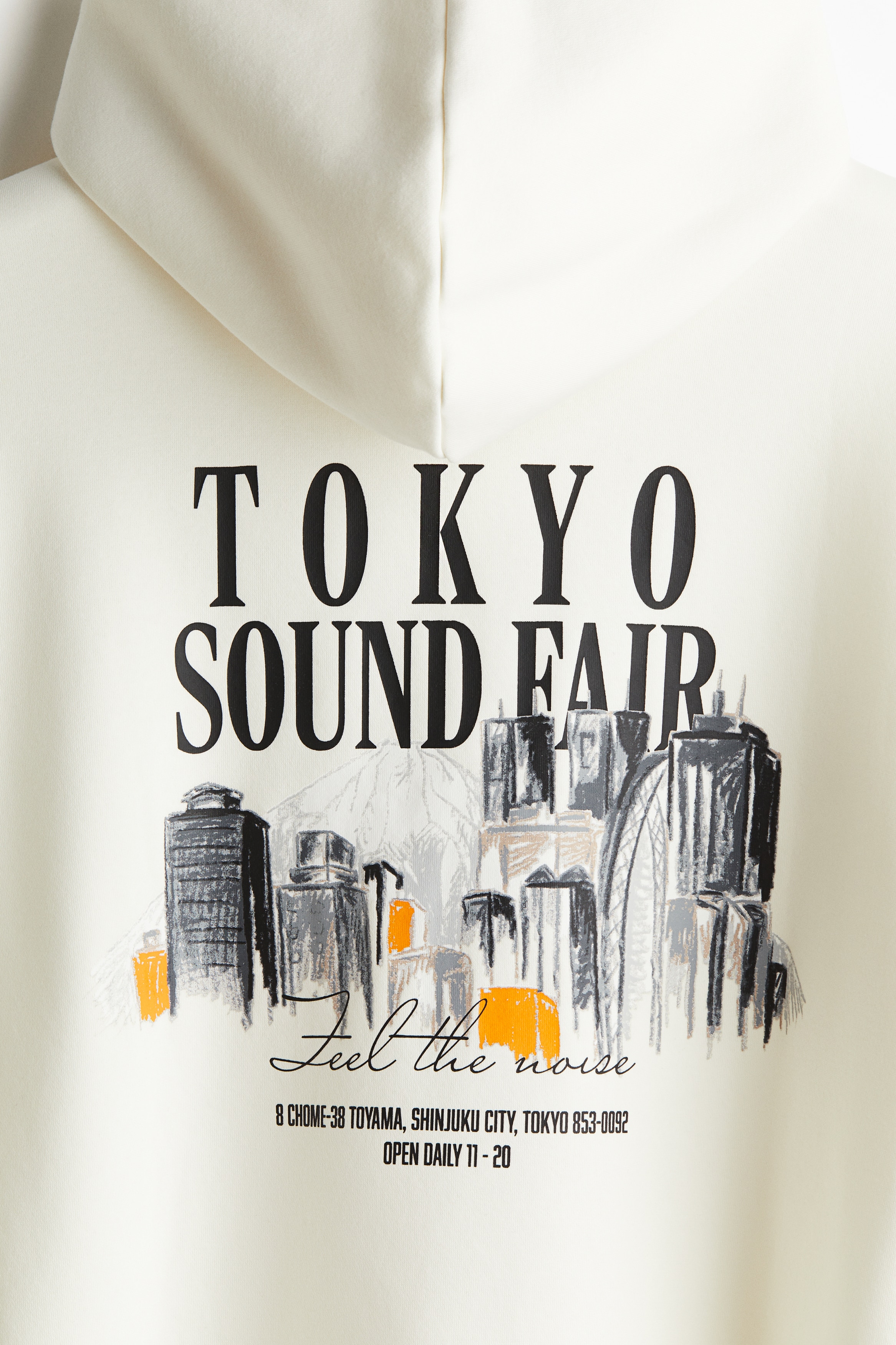 Men's Cream/Tokyo Sound Fair Loose Fit Printed hoodie | H&M IN