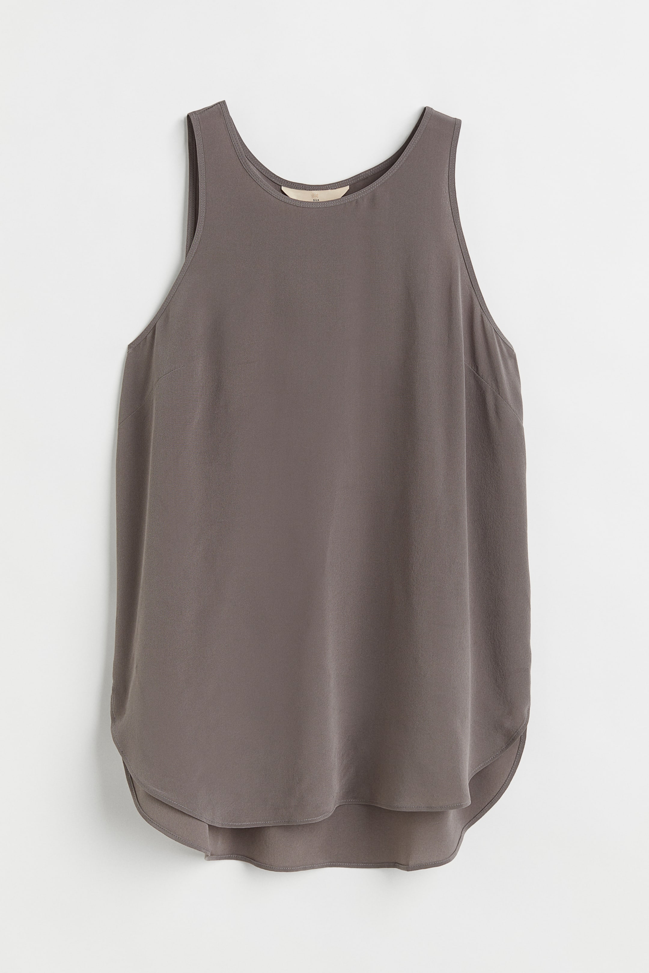 View larger image: Silk crêpe top - Dark greige - Ladies | H&M 1