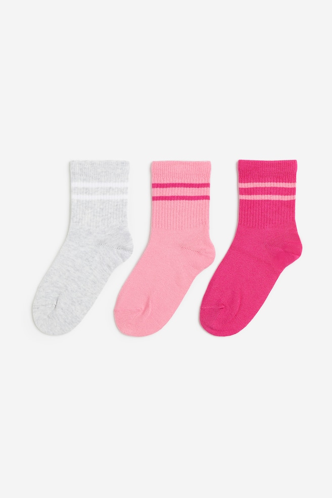 3-pack sports socks in DryMove™ - Pink/Striped/White/Black/Striped/Navy blue/Blue/Light grey marl - 1