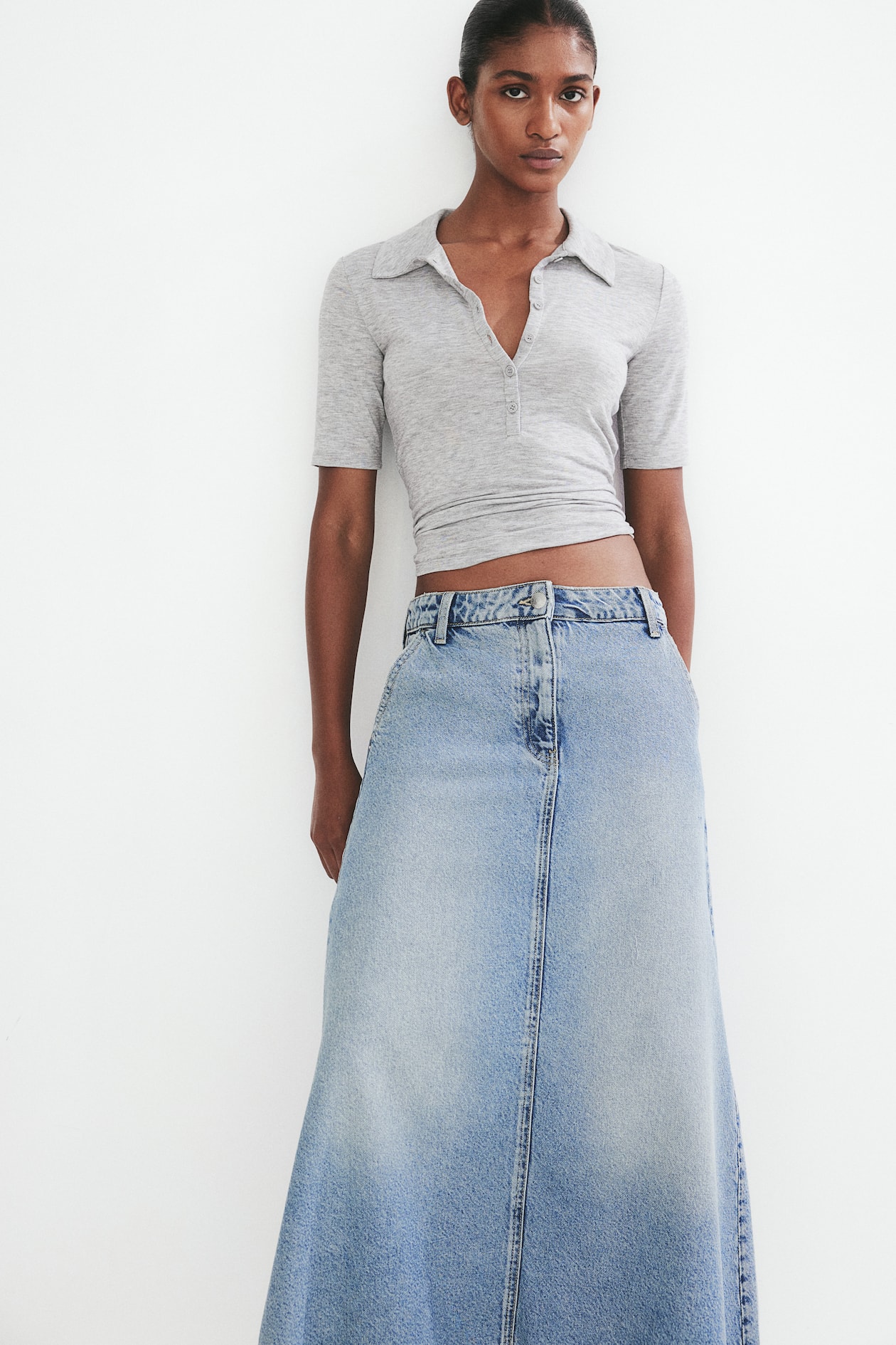 デニムAラインスカート - ライトデニムブルー - レディース | H&M JP