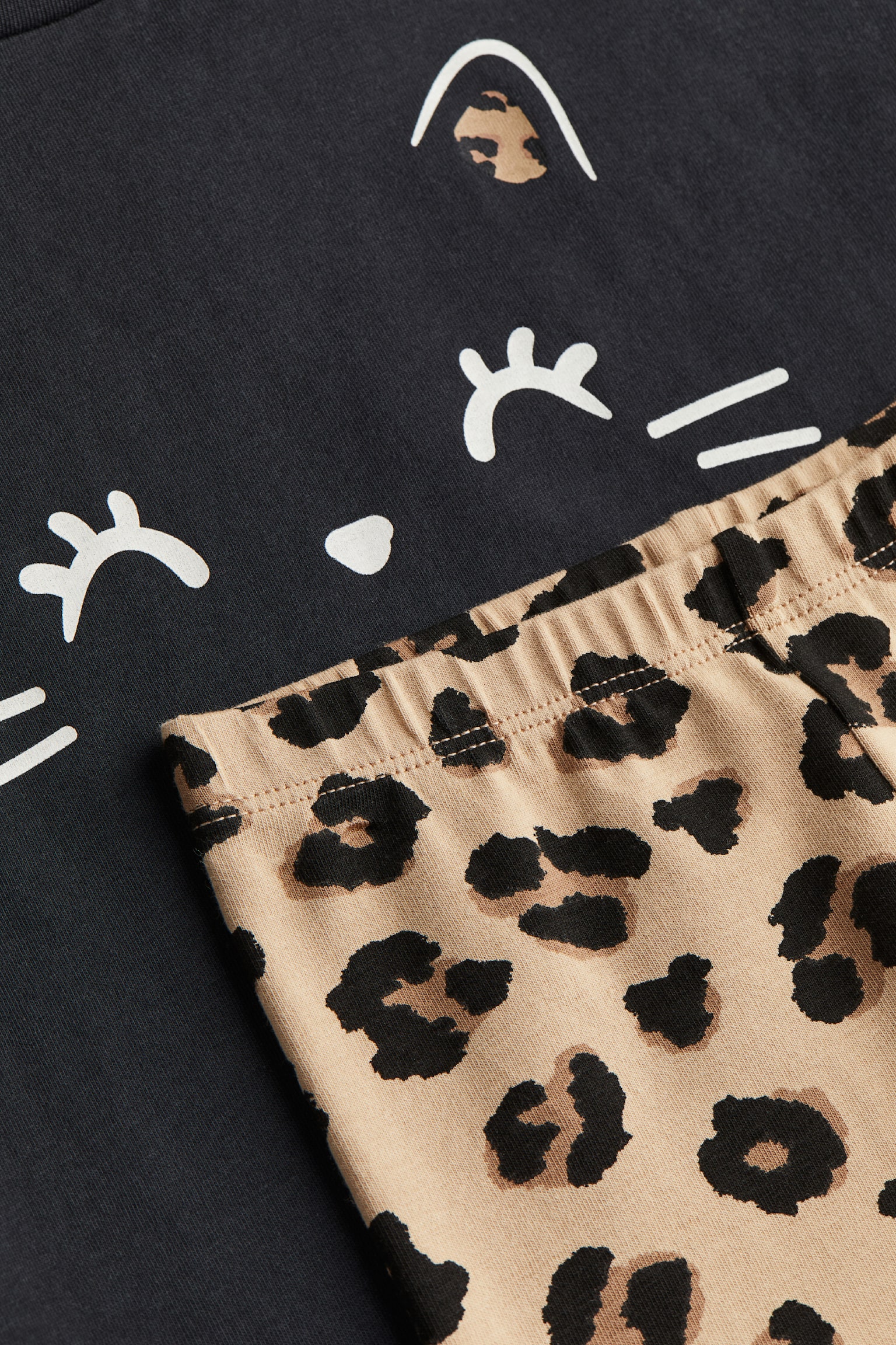 2-piece Print Set - Black/Leopard print - 2