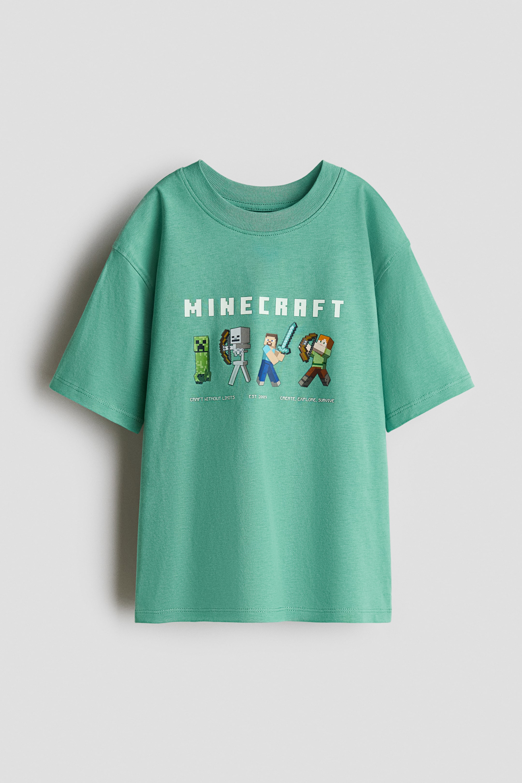 Vis større bilde: Oversized T-shirt med trykk - Grønn/Minecraft - BARN | H&M NO 1
