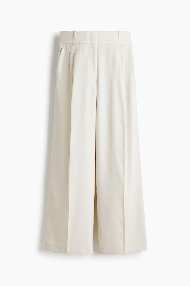 Wide-Leg Dress Pants - Light beige/Cream/Dark khaki green - 1