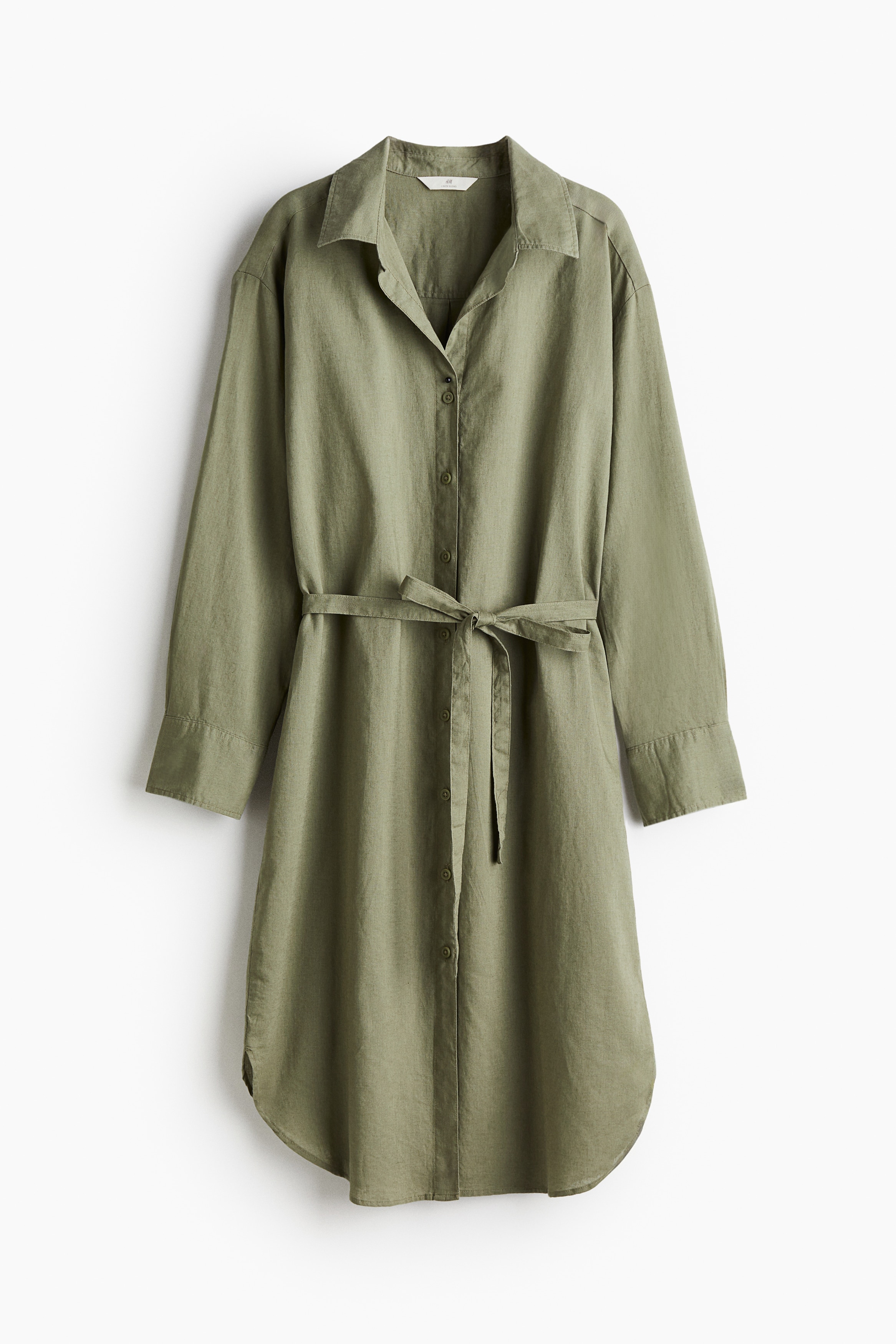 open lace back dress Zoe Khaki Green Cotton Shirtdress with Pockets | Sophie Théallet main image 1