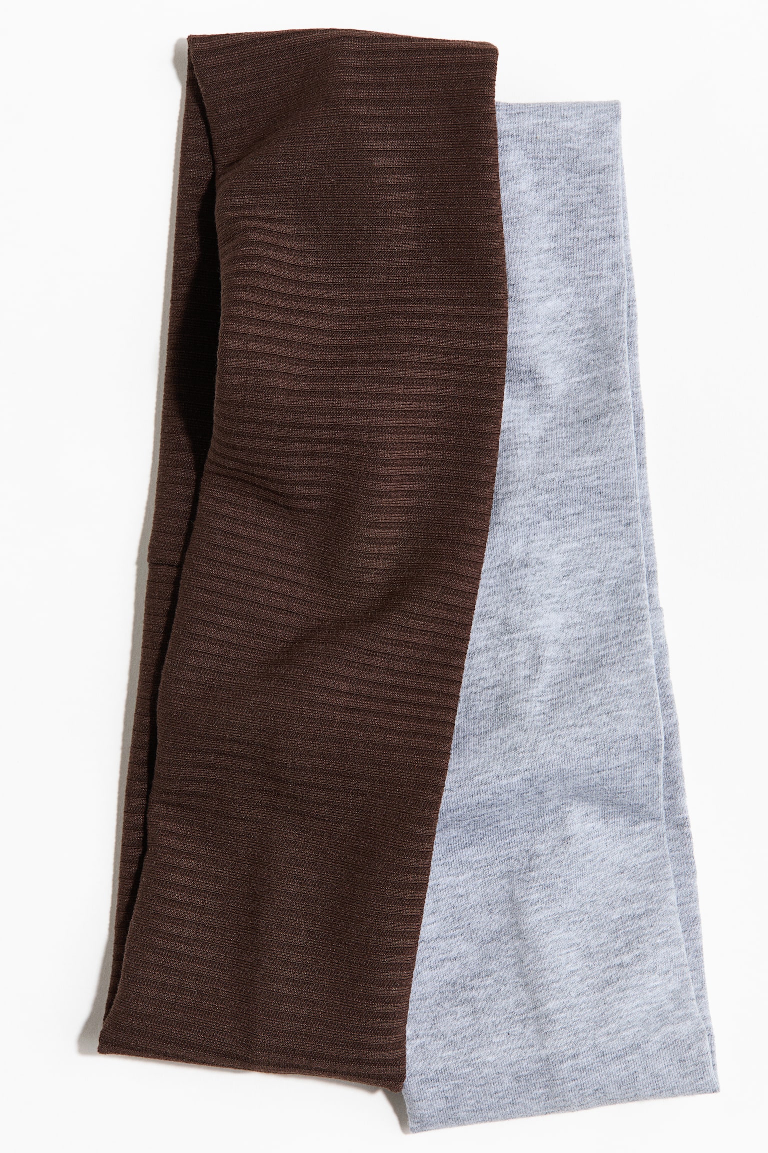 Набір із 2 трикотажних пов’язок для волосся - Темно-коричневий/сірий меланж/Сірий/темно-сірий меланж/Чорний/білий/Темно-коричневий/чорний - 2