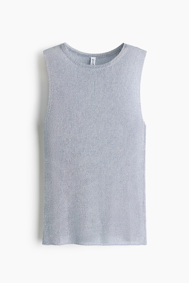 Top in maglia metallizzata - Blu polvere chiaro/Marrone scuro - 1