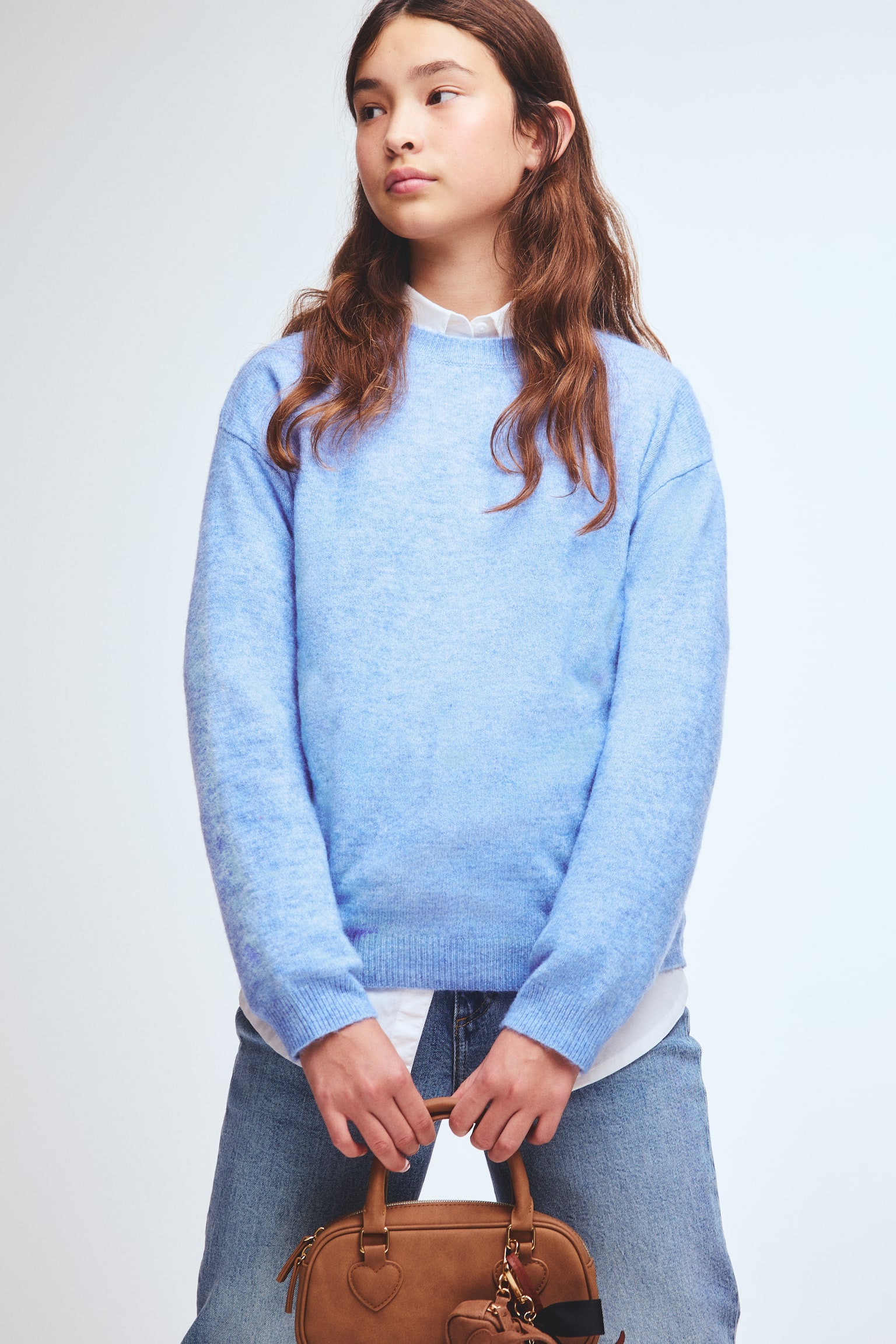 Loose-fit jumper - Blue/Pink marl/Light beige/White/Light blue/Light grey marl - 1