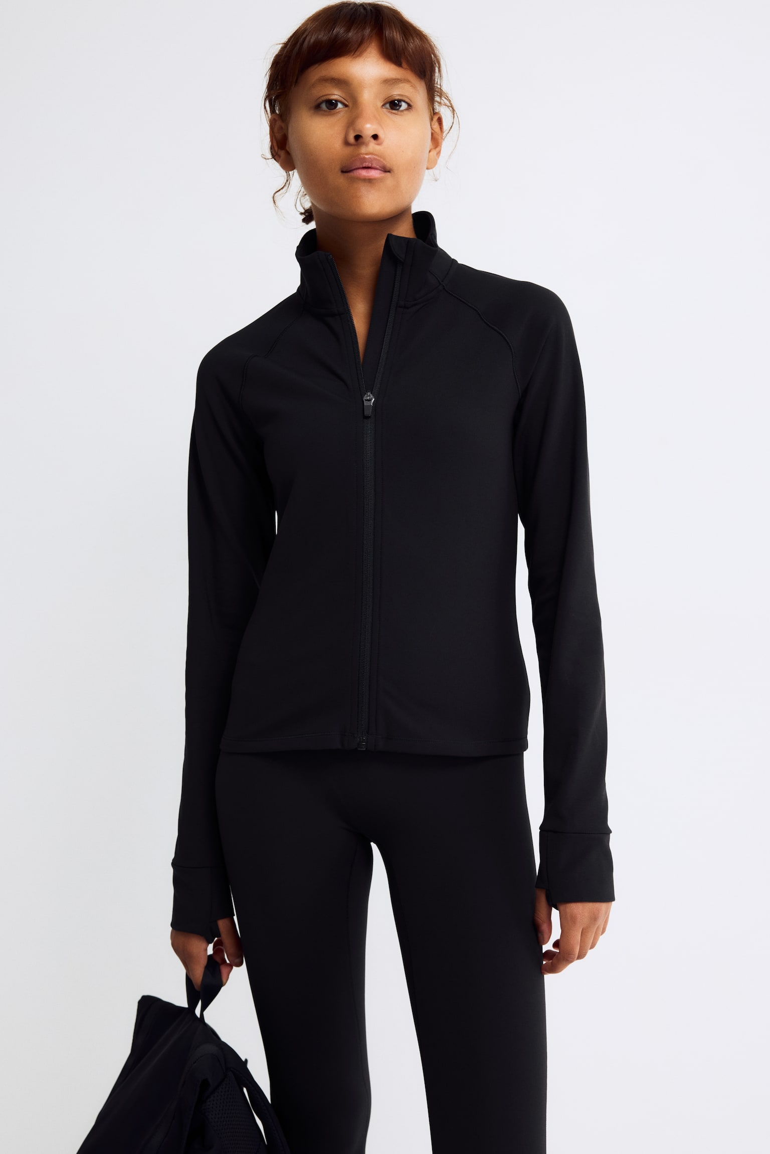 Warming zip-through sports jacket with SoftMove™ - Black/Steel blue - 1