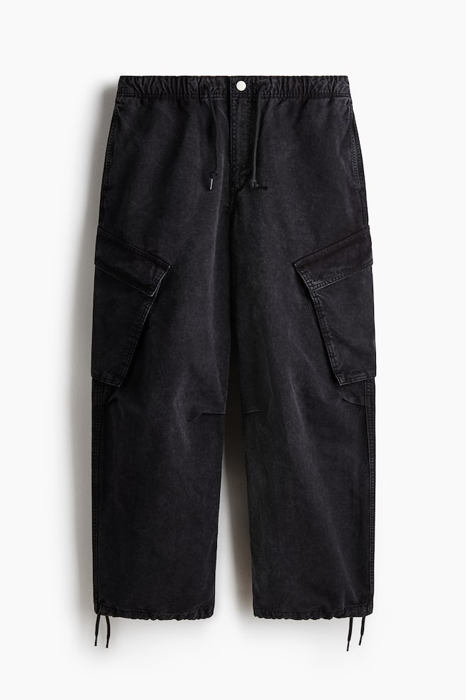 Loose-Fit Cargo Pants - Black/Light beige - 1