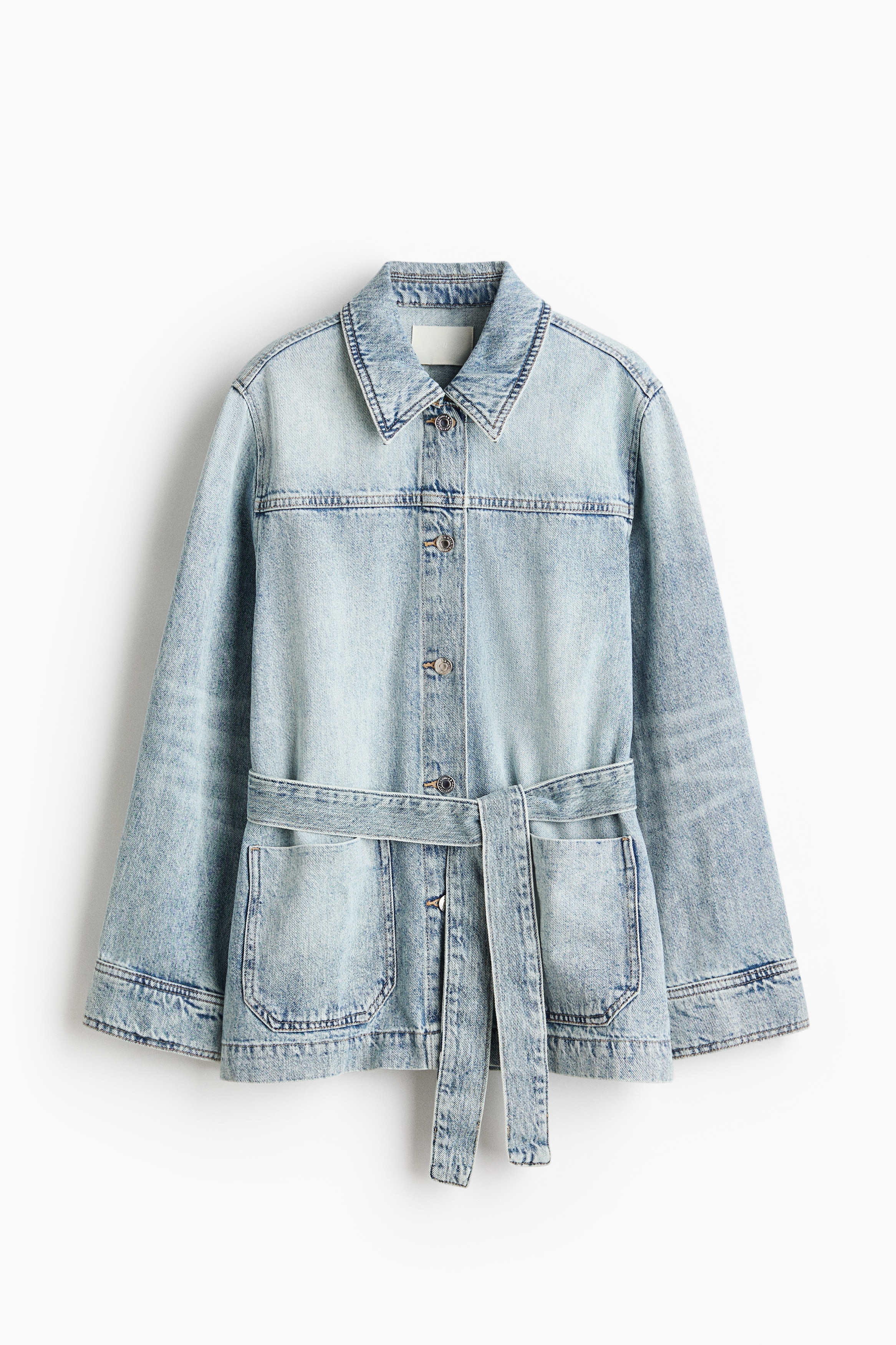 Tie-Belt Denim Jacket - Light denim blue/Denim blue