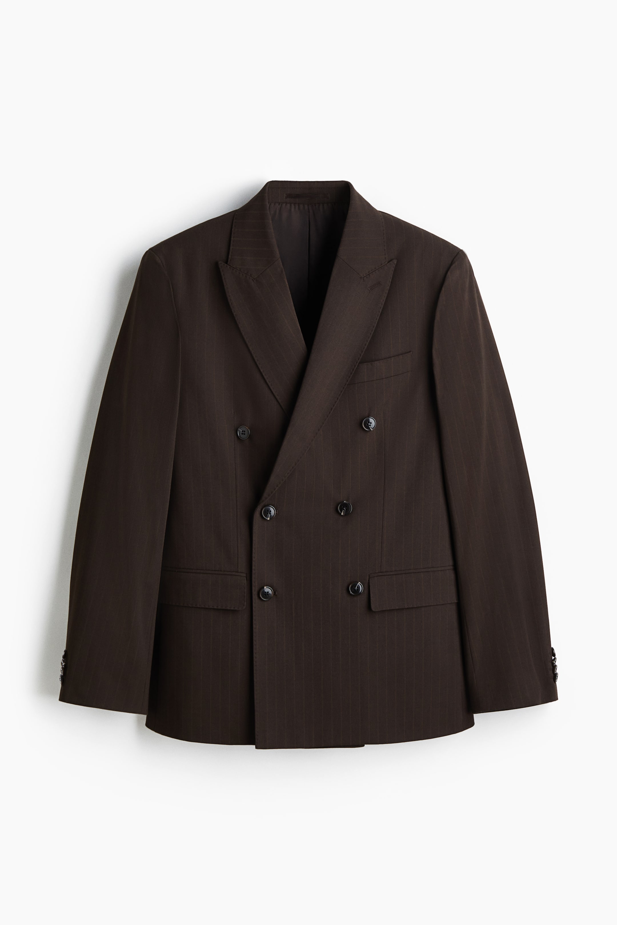 Ver imagen más grande: Regular Fit Double-breasted jacket - Marrón/Raya diplomática - HOMBRE | H&M ES 7