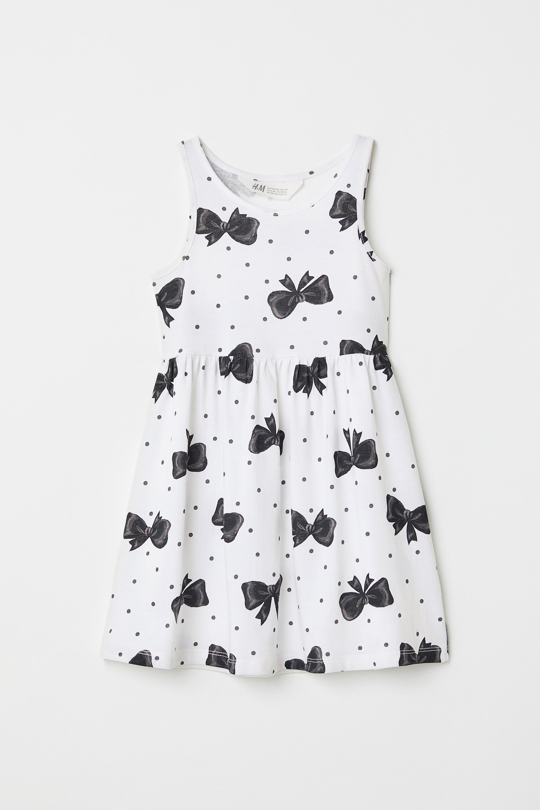 Sleeveless jersey dress - White/Bows - Kids | H&M IN 