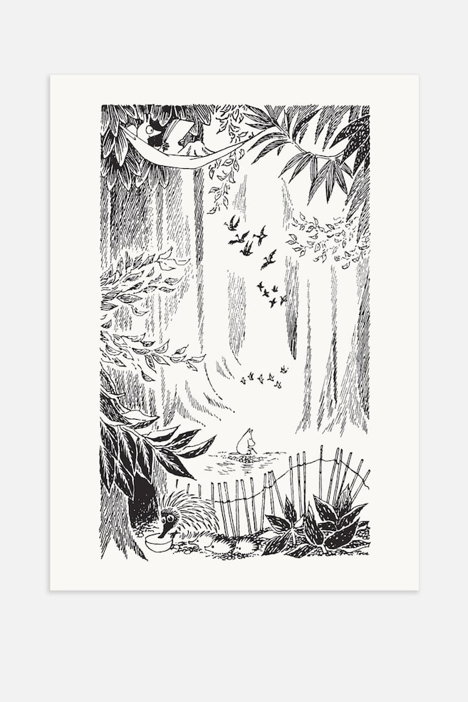 Moomin In A Meadow Poster - Schwarz - 1