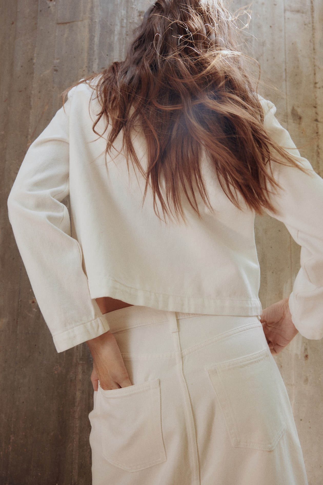 Collarless Denim Jacket - image 2