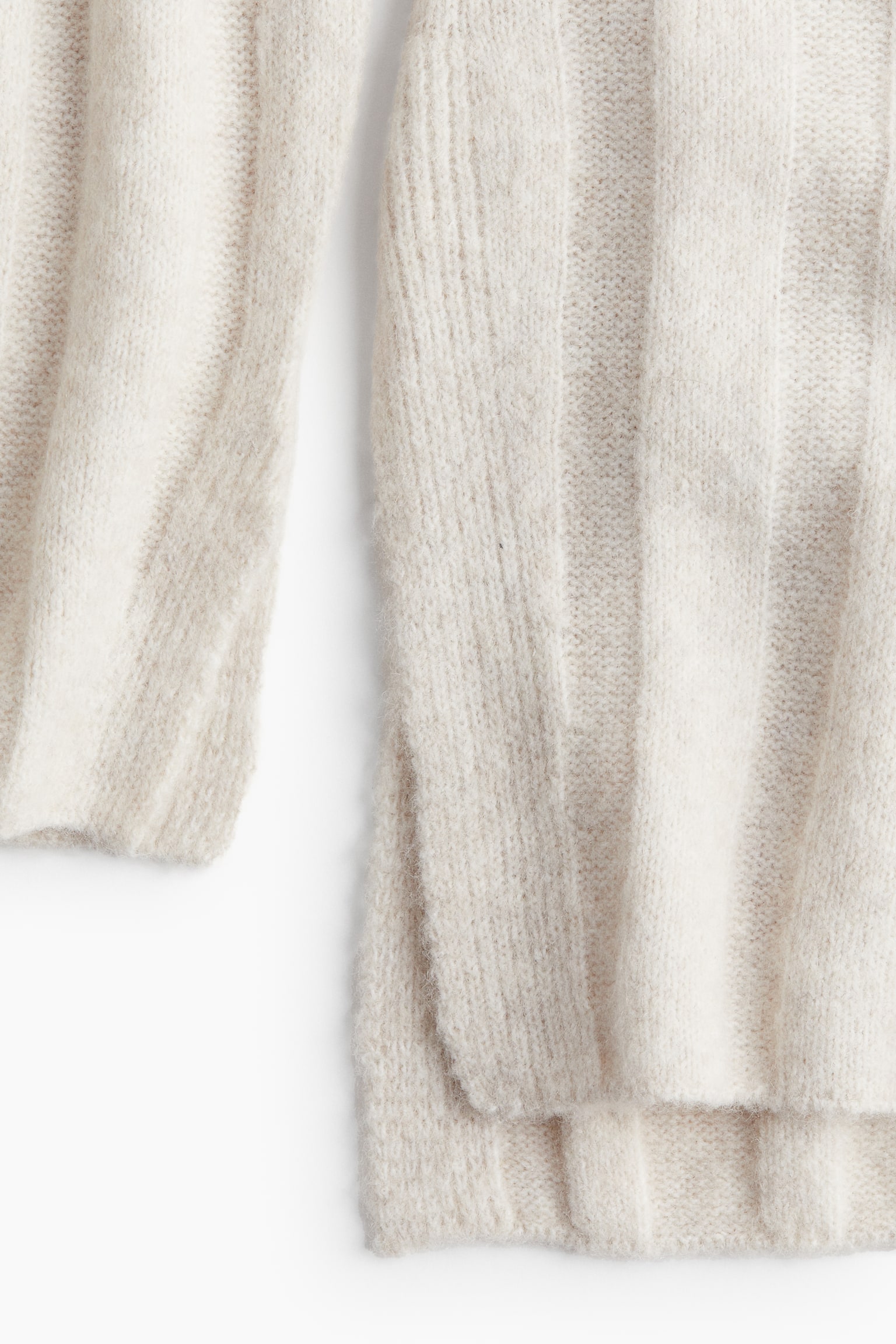 Oversized rib-knit jumper - Light beige/Grey marl - 3