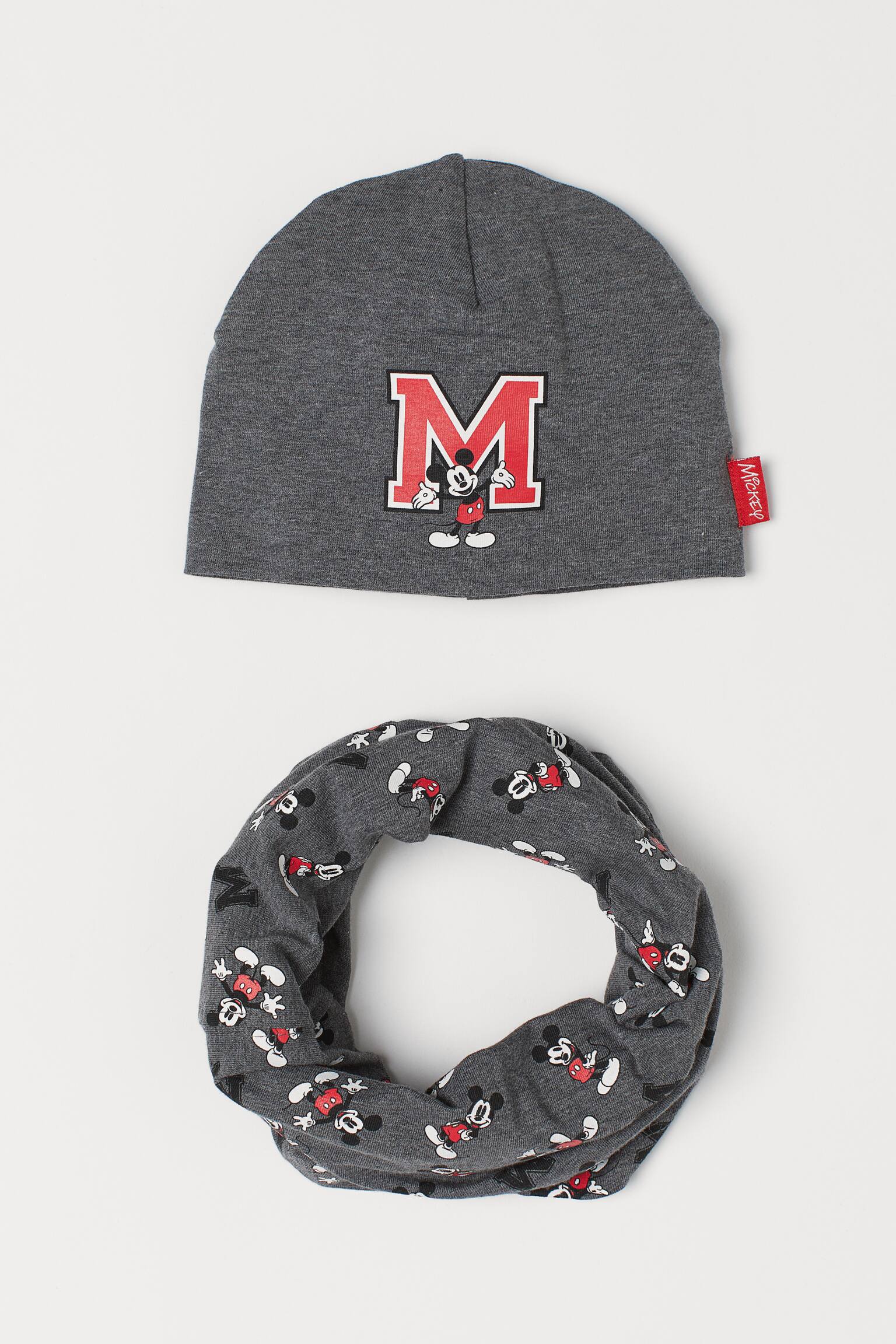 Muts en snood - Donkergrijs gem./Mickey Mouse