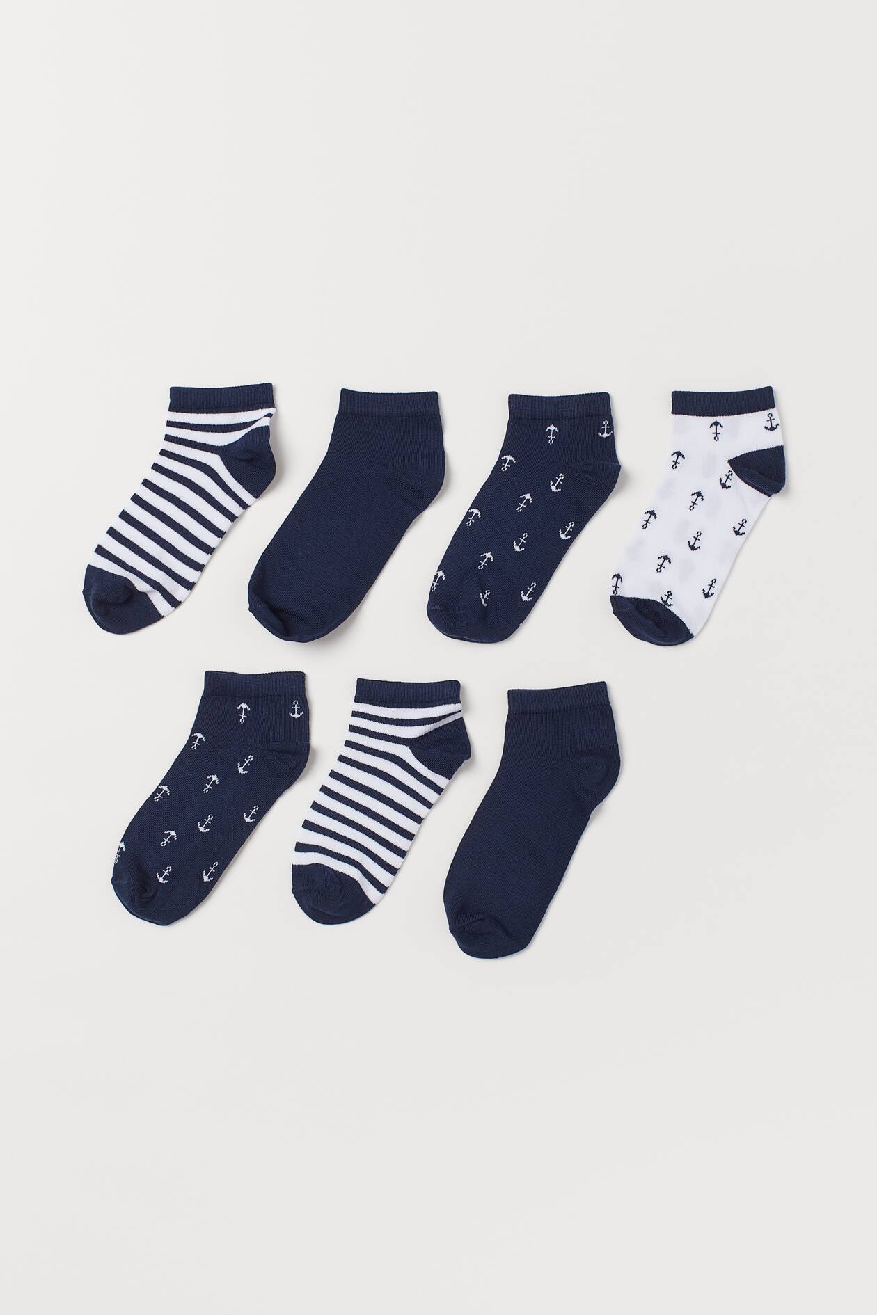 7-pack Ankle Socks - Dark blue/white - Kids | H&M US