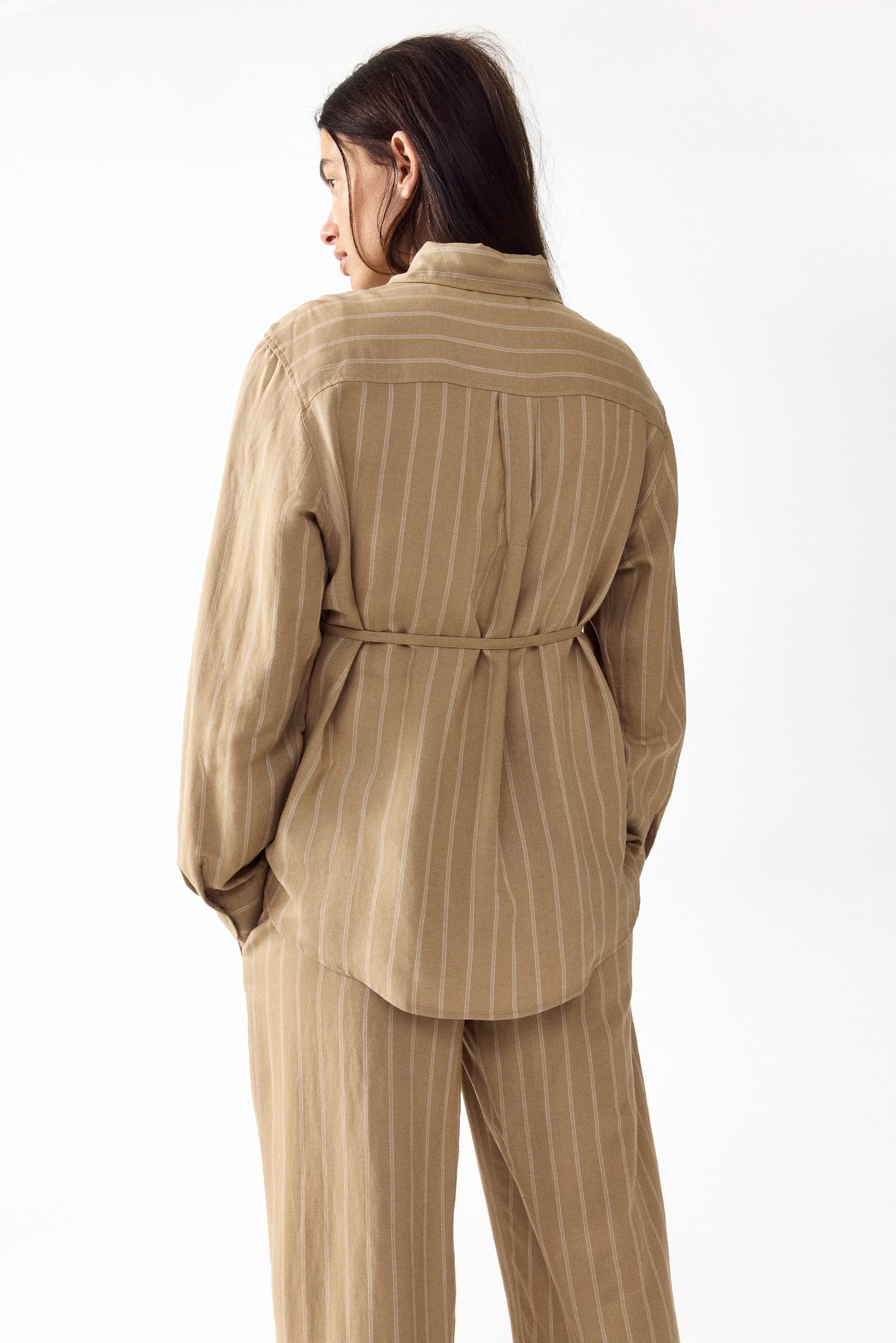 MAMA Linen-blend shirt - Beige/Striped/Navy blue - 3