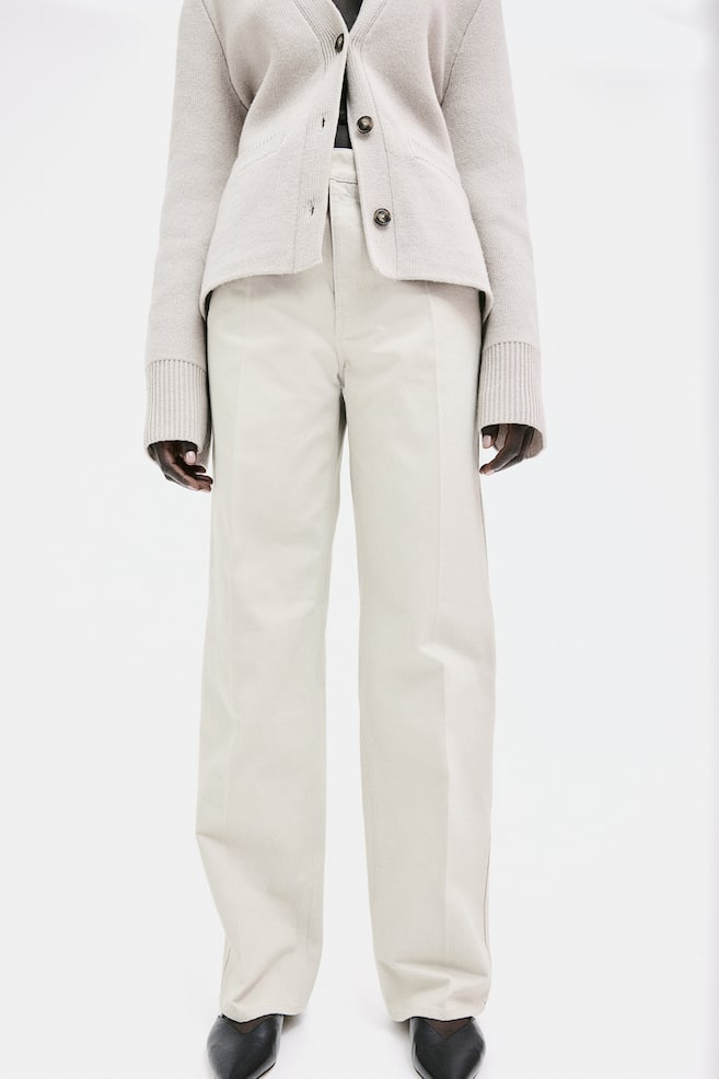 Straight twill trousers - Light beige/Light beige/Black/Dark grey - 5