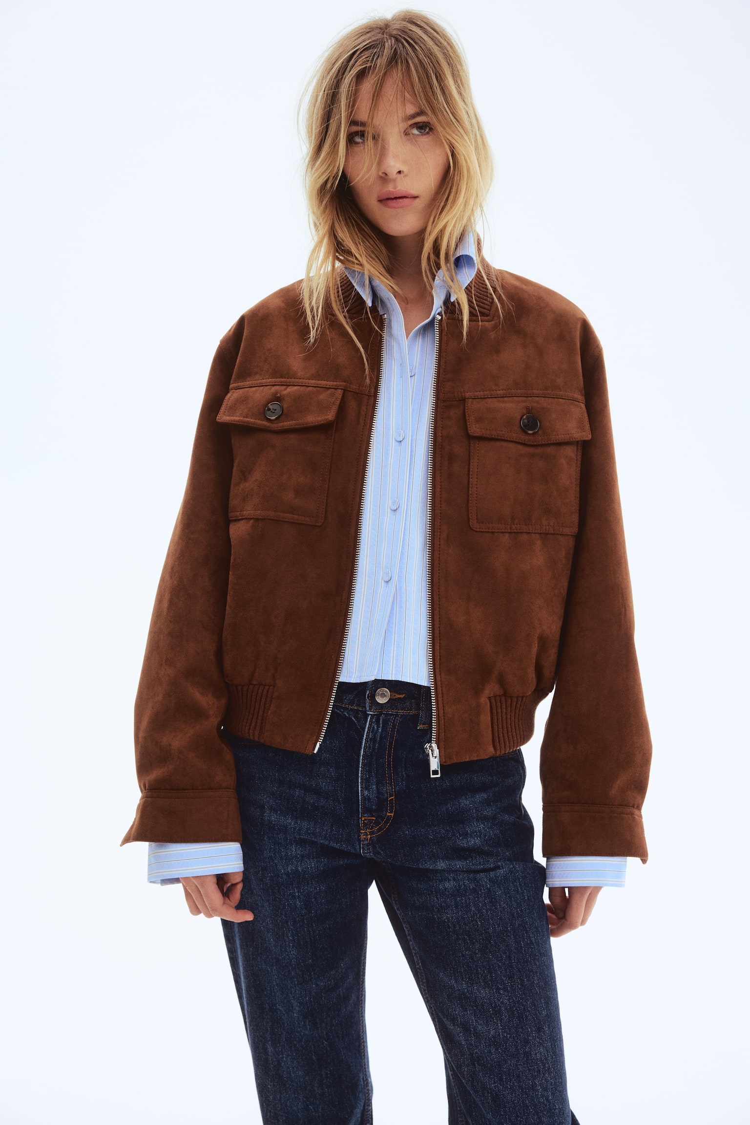 Napped jacket - Brown - 4