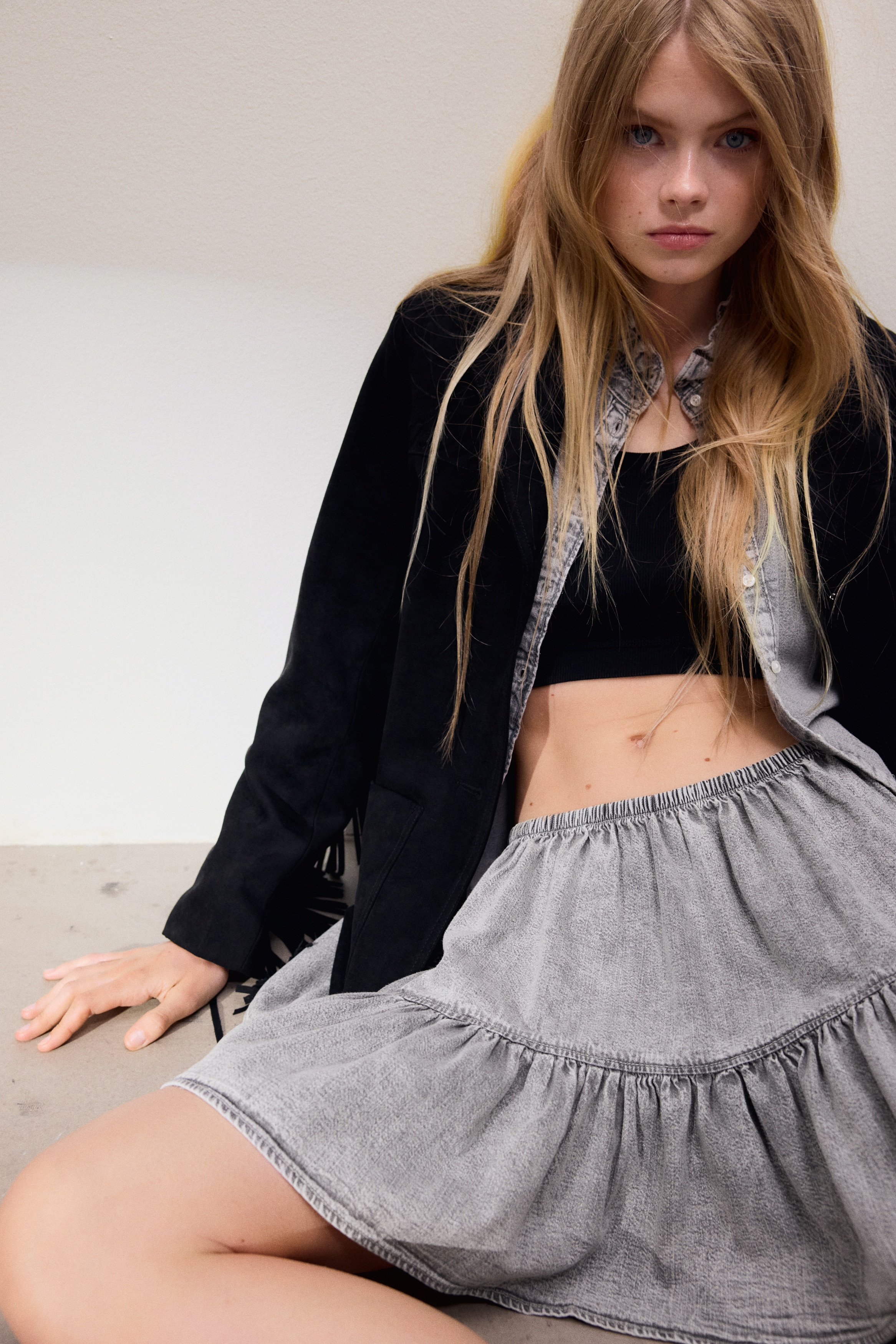 Flounced mini skirt