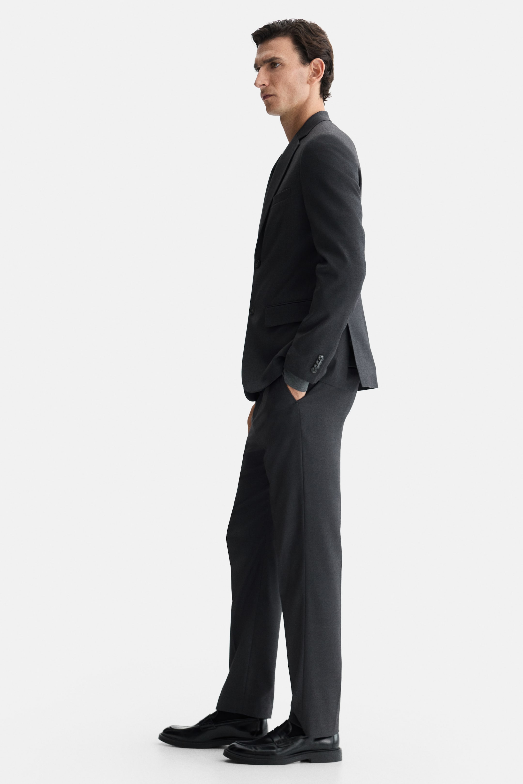 Ampliar la imagen: Saco Regular Fit de botonadura sencilla - Gris oscuro - Men | H&M MX 4