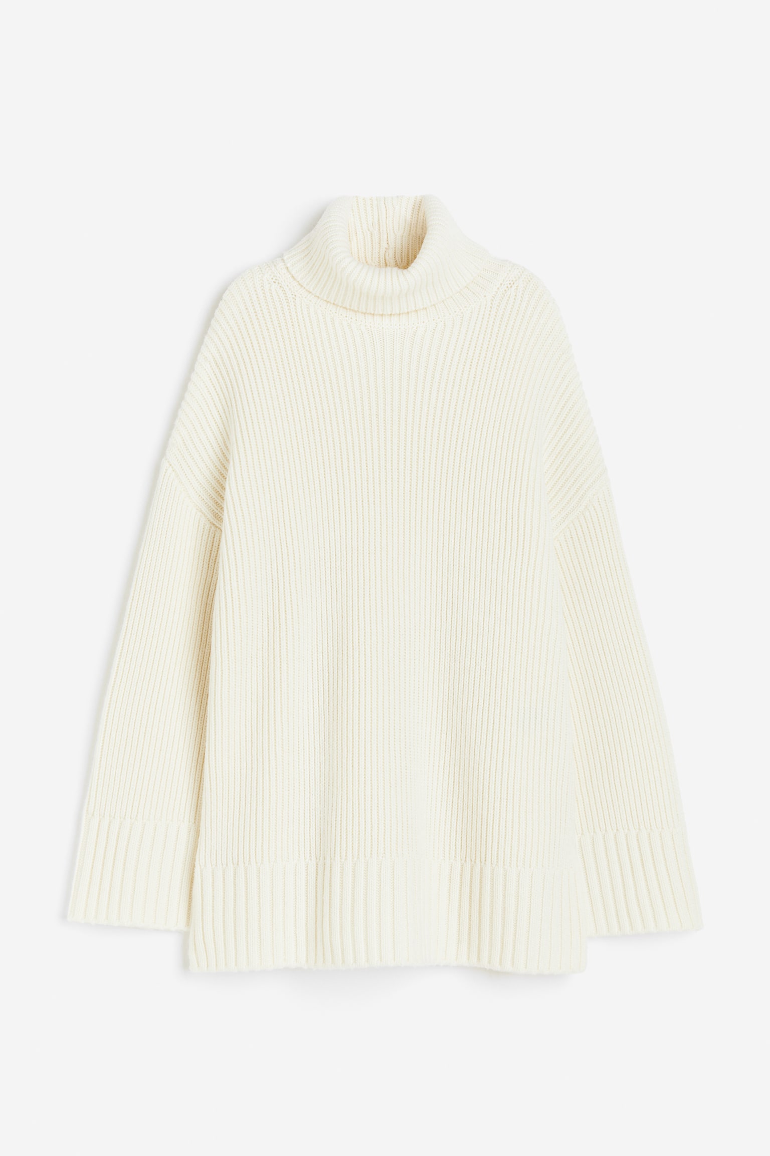 Oversized Turtleneck Sweater - Cream - 1