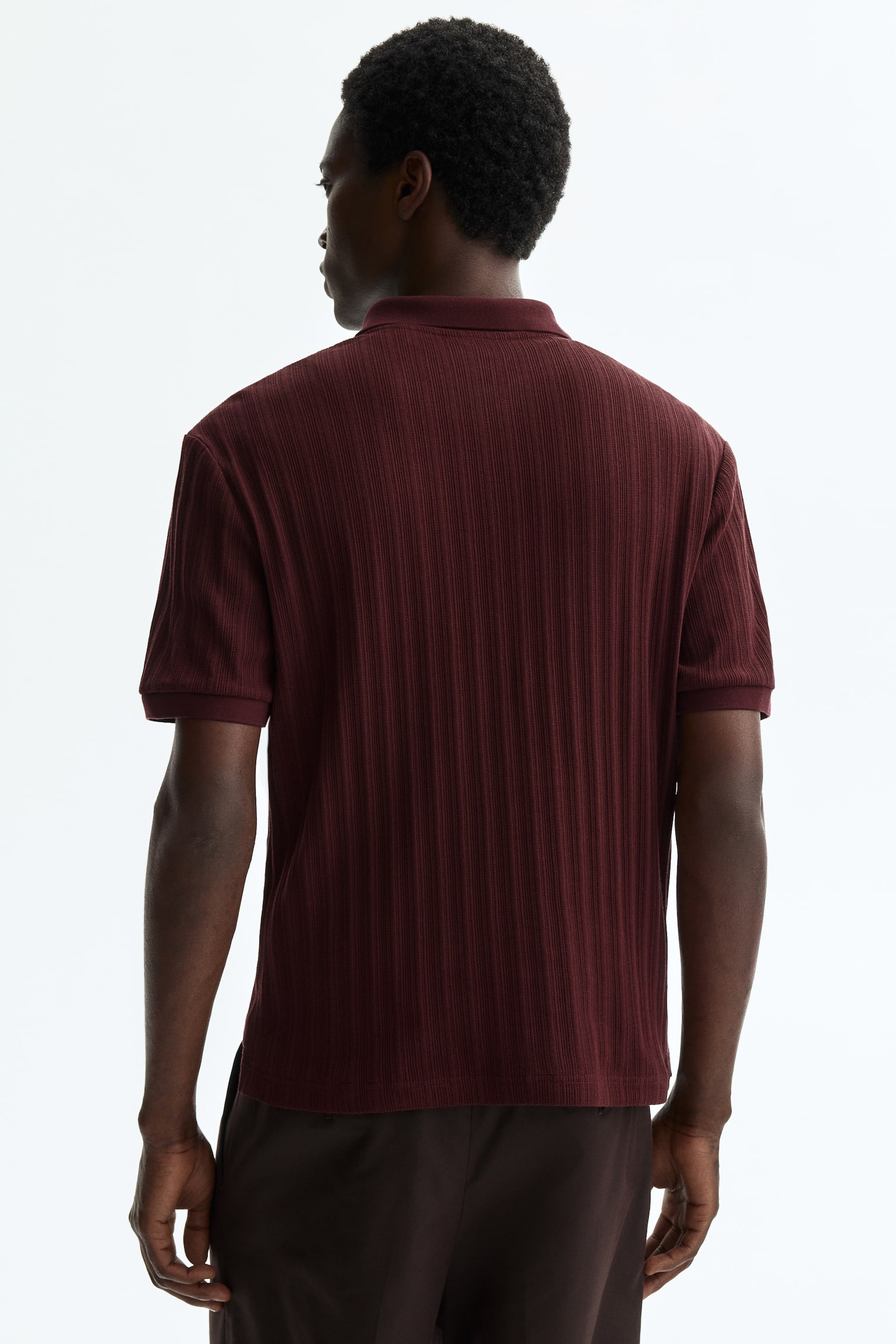 Áo polo jersey vân nổi Slim Fit - Màu đỏ rượu/Màu xanh tím than - 4