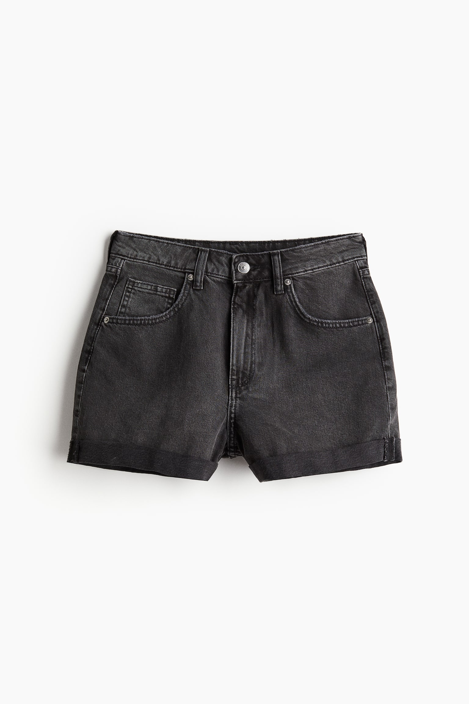 High-waisted denim shorts - Black/Denim grey/Light denim blue/Pale denim blue - 1