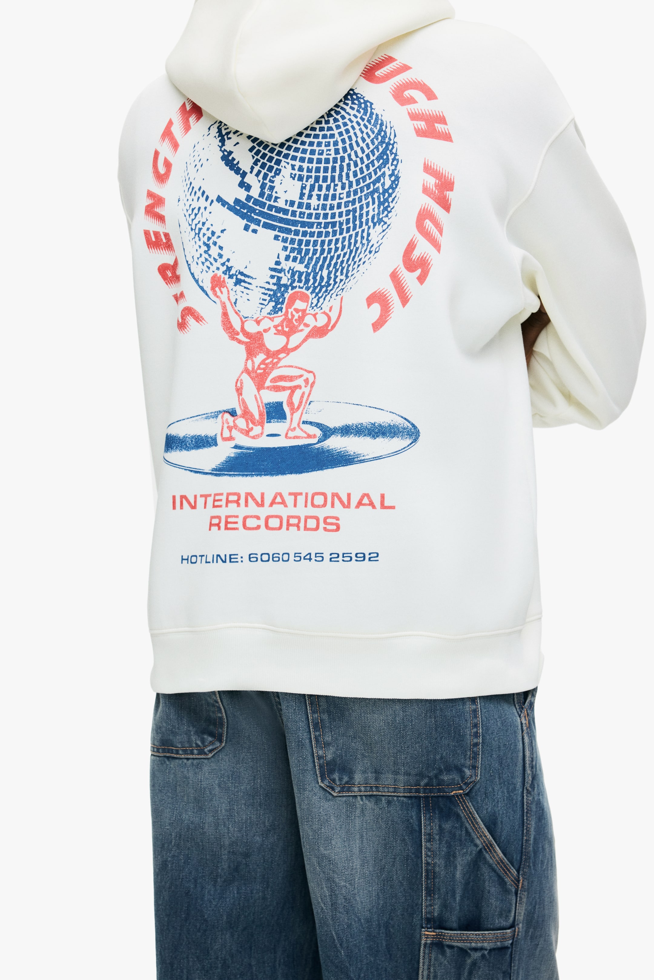 이미지 확대 보기: Relaxed Fit Printed hoodie - White/STM - Men | H&M KR 4