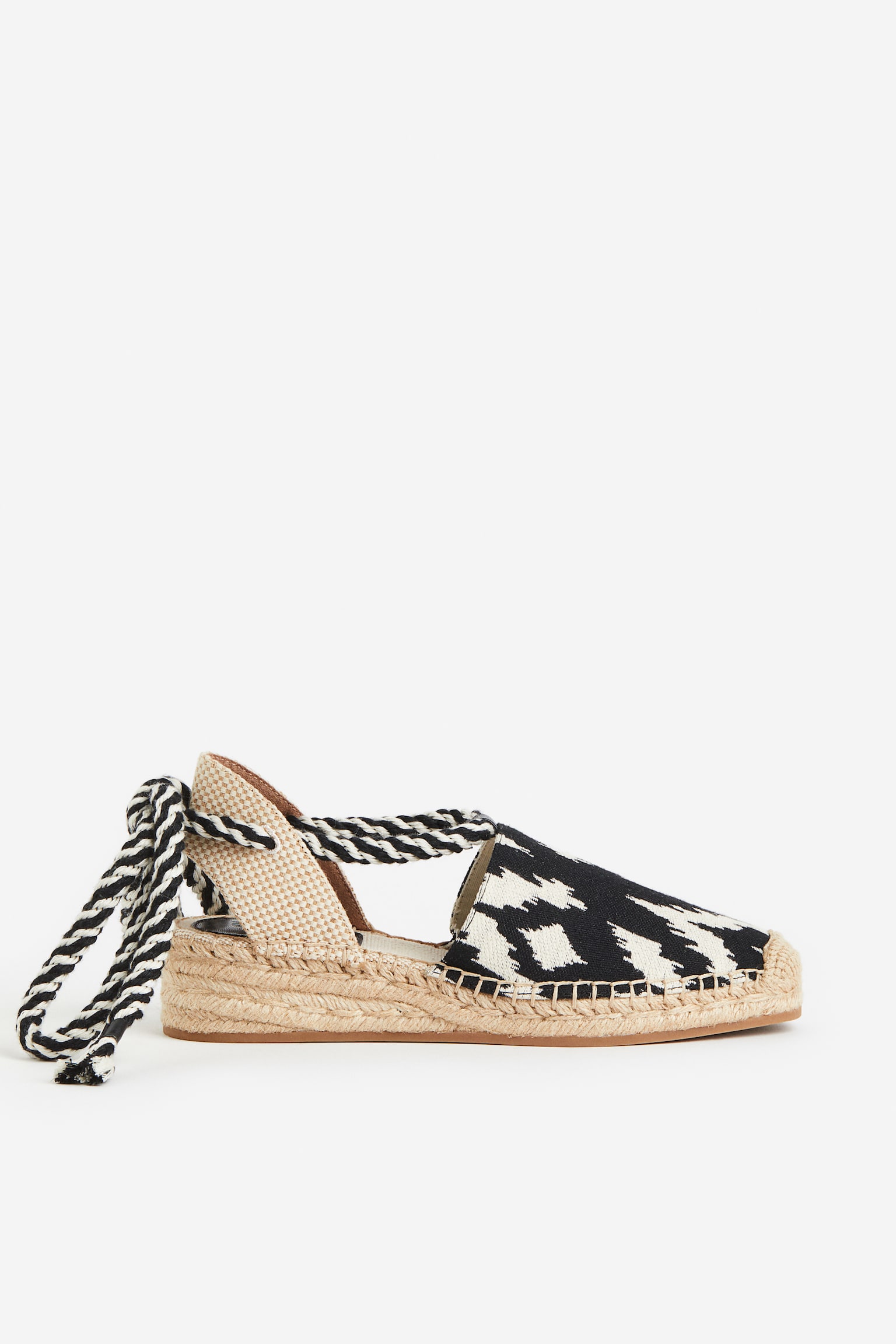 Tie Strap Espadrilles - Black/Pattern/Blue/Paris - 1