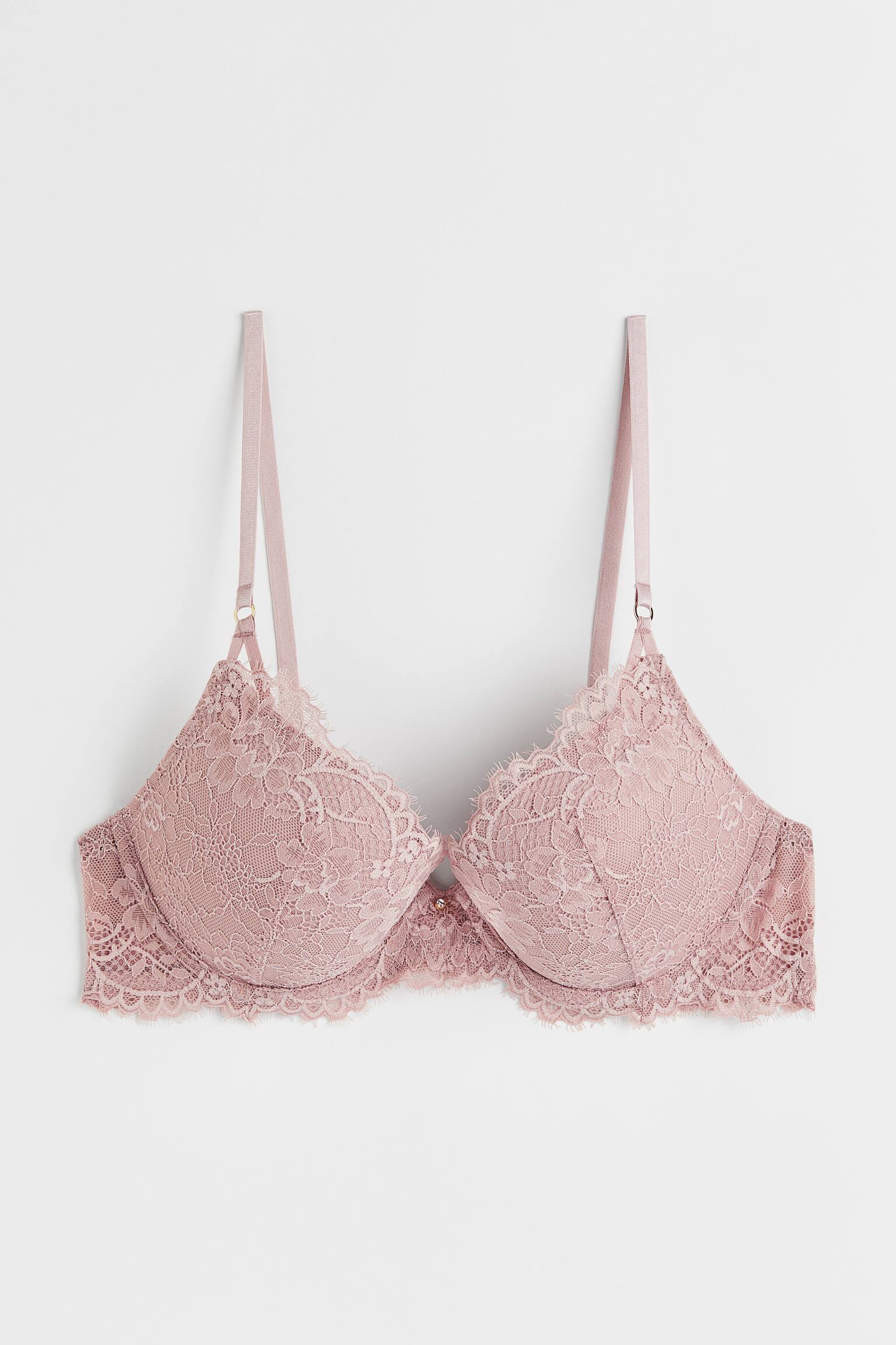 Lace Push Up Bra - Light old rose/Black/Yellow/White/White - 1