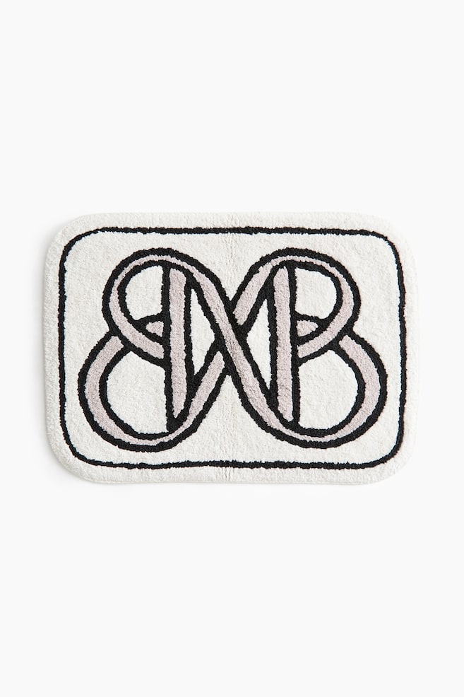 Motif-Detail Bath Mat - White/BM - 1