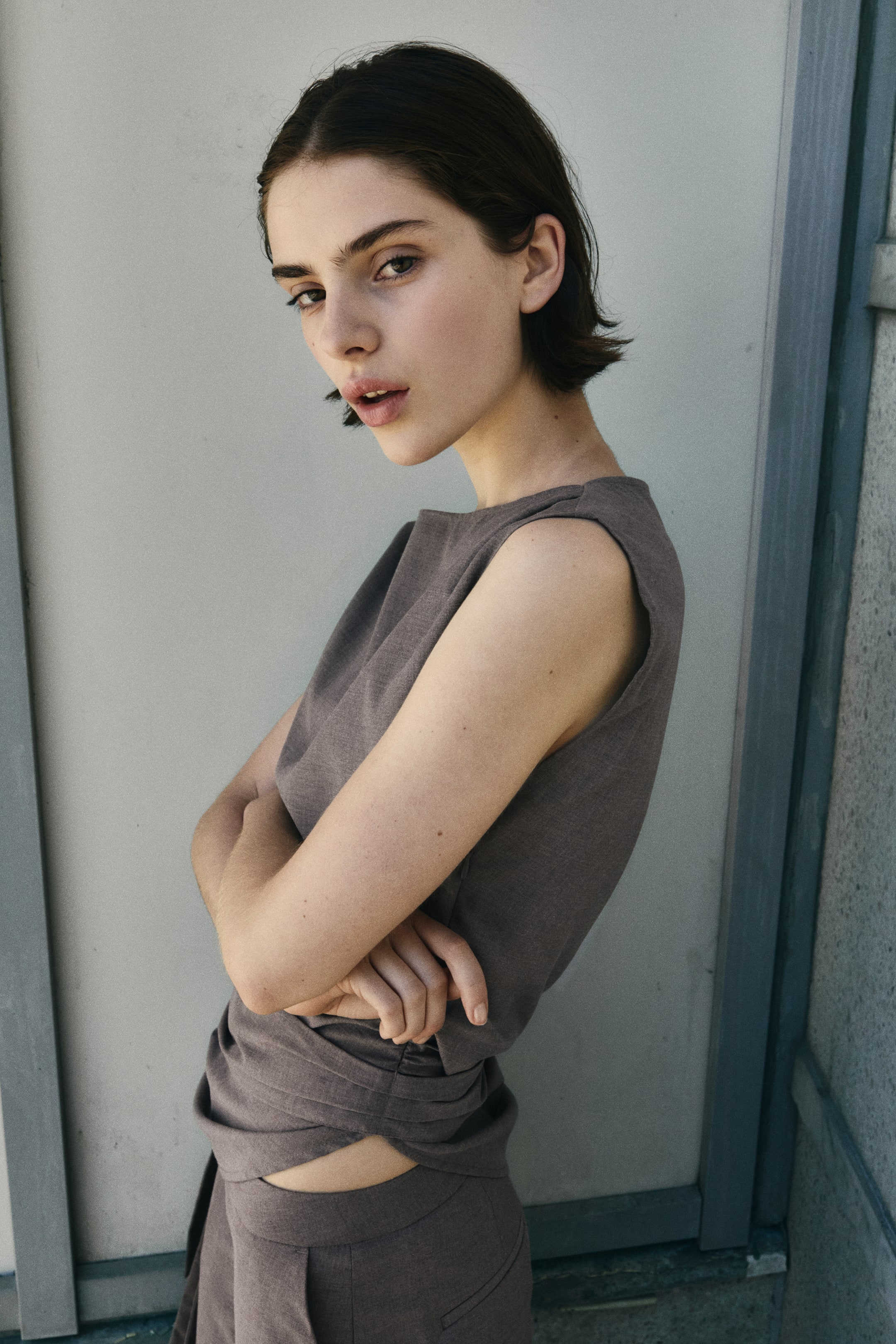 Tie-Detail Boat-Neck Top