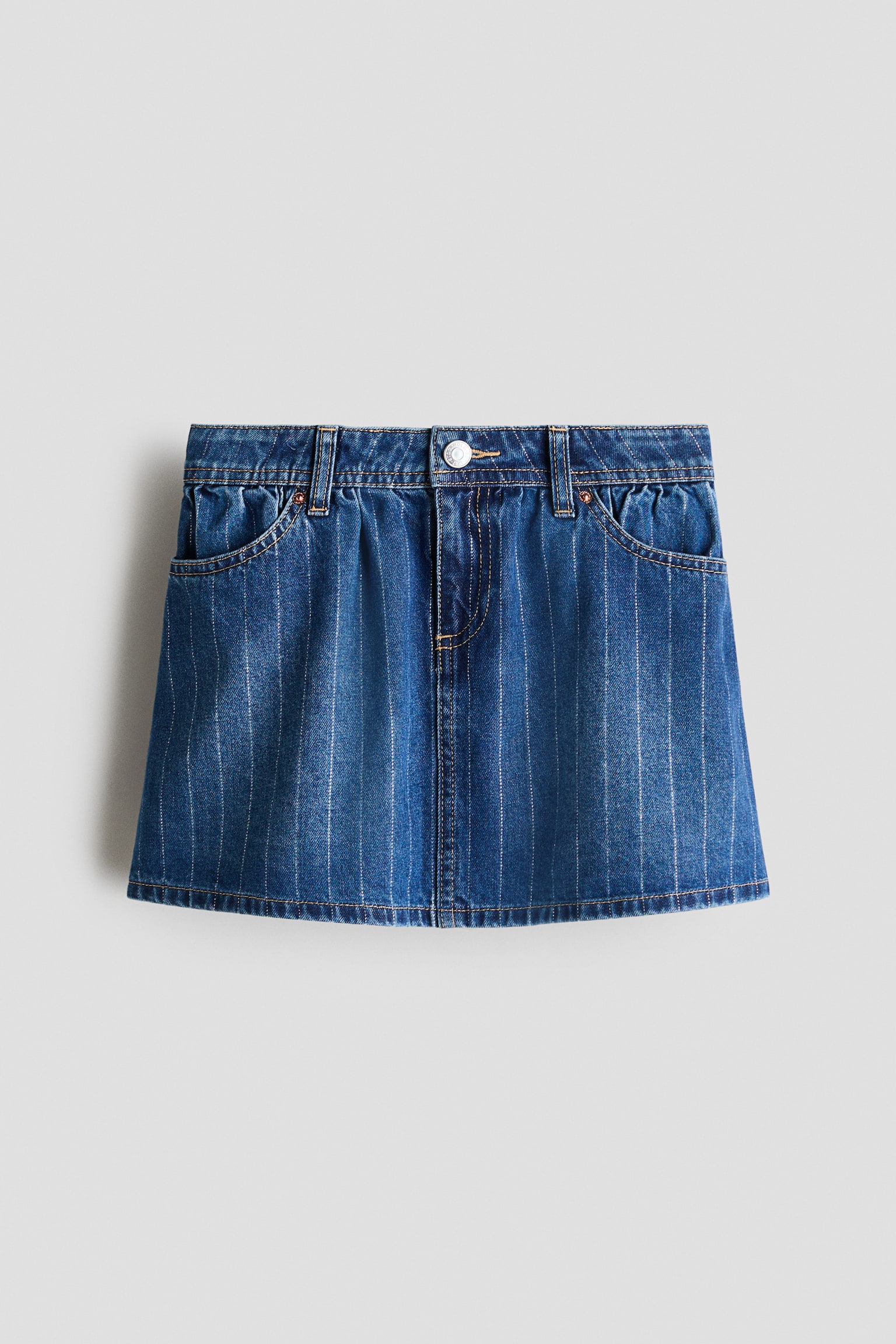 Rok van katoenen denim - Denimblauw/krijtstrepen/Licht denimblauw