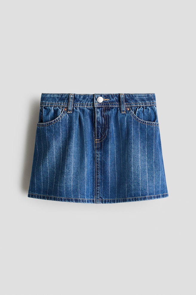 Saia em ganga de algodão - Azul denim/Risca de giz/Azul denim claro - 1
