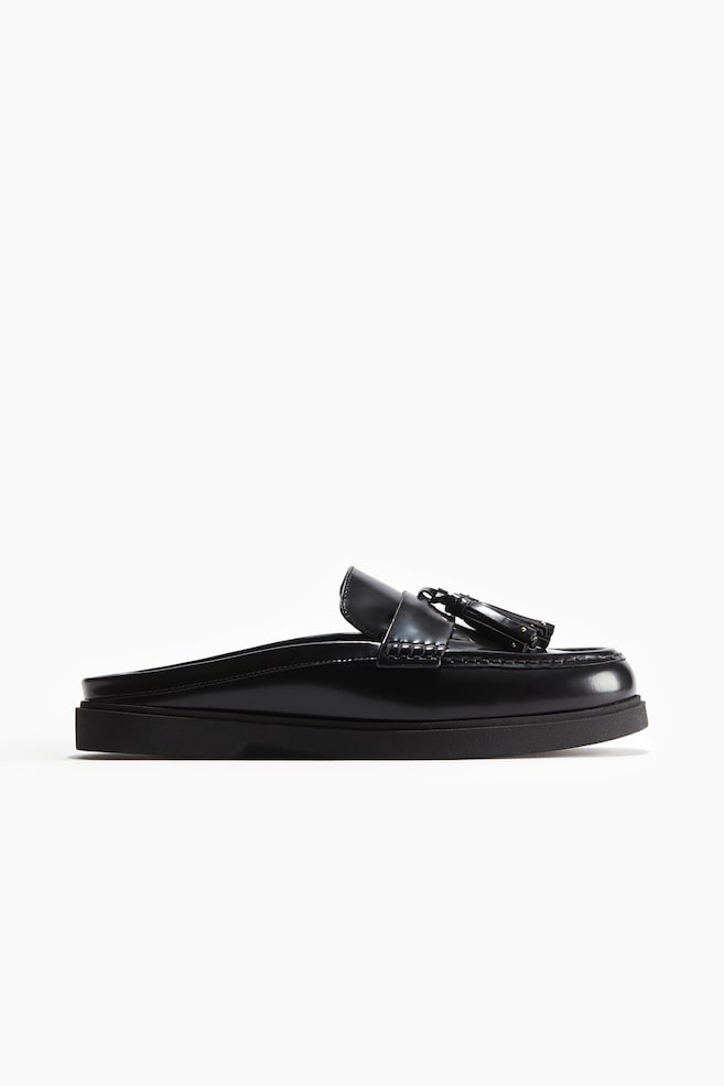 Leather loafer mules - Black - 1
