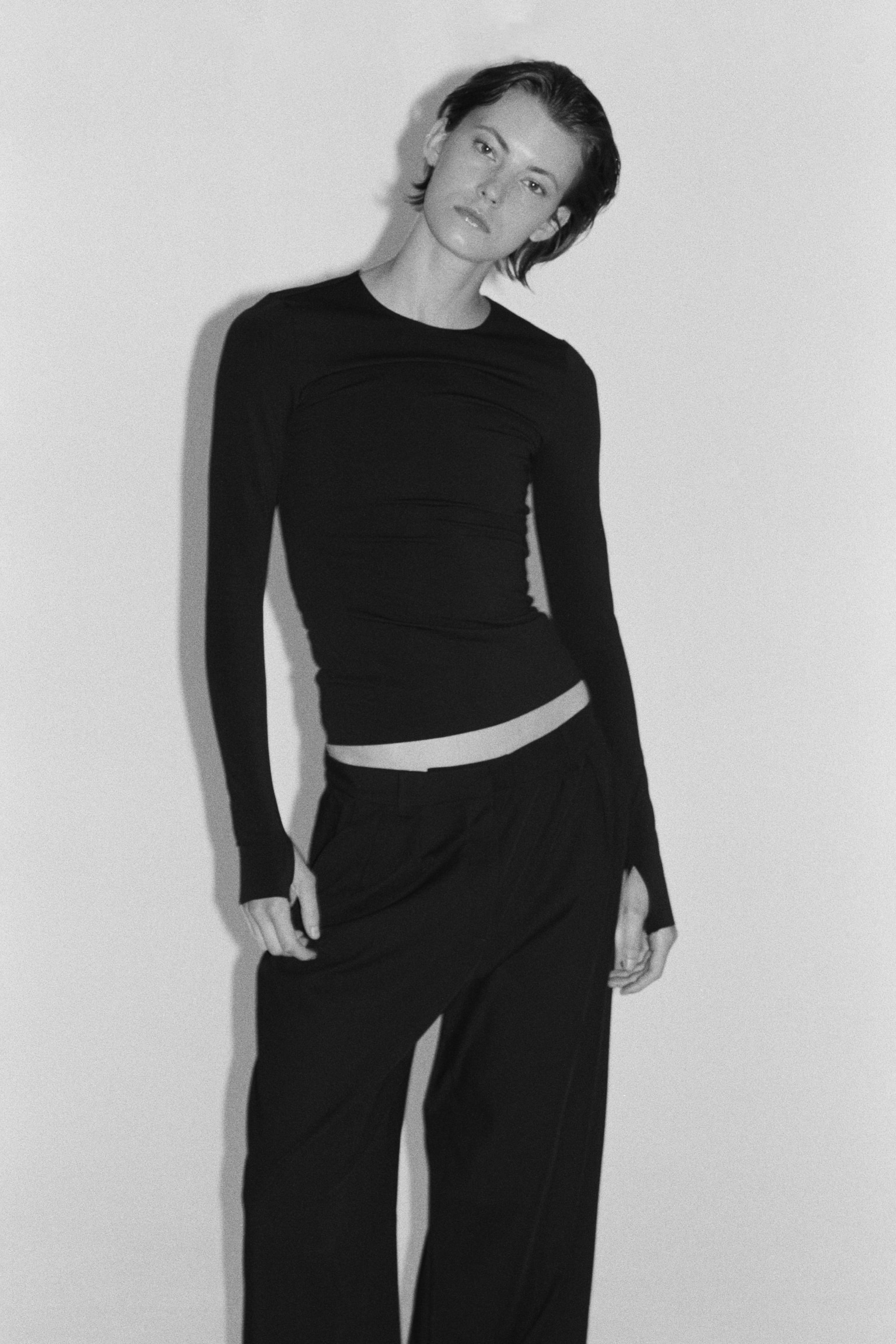 Женский топ H&M Soft Sculpting Long-Sleeved, цвет: Чёрный — фото 5