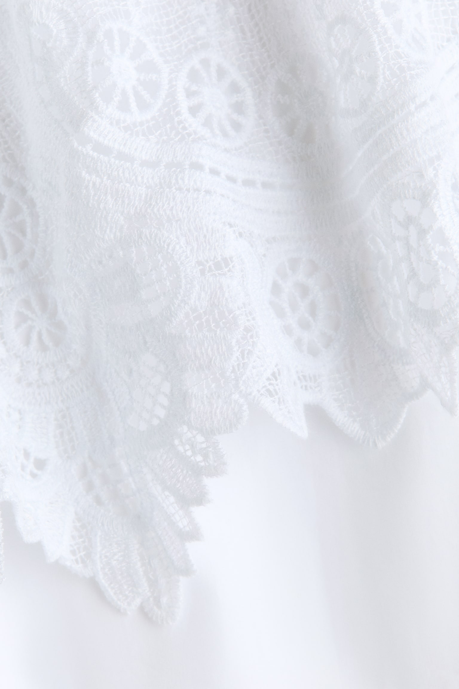 Женская блузка H&M Lace-Trimmed Cotton Blouse, цвет: Белый — фото 7