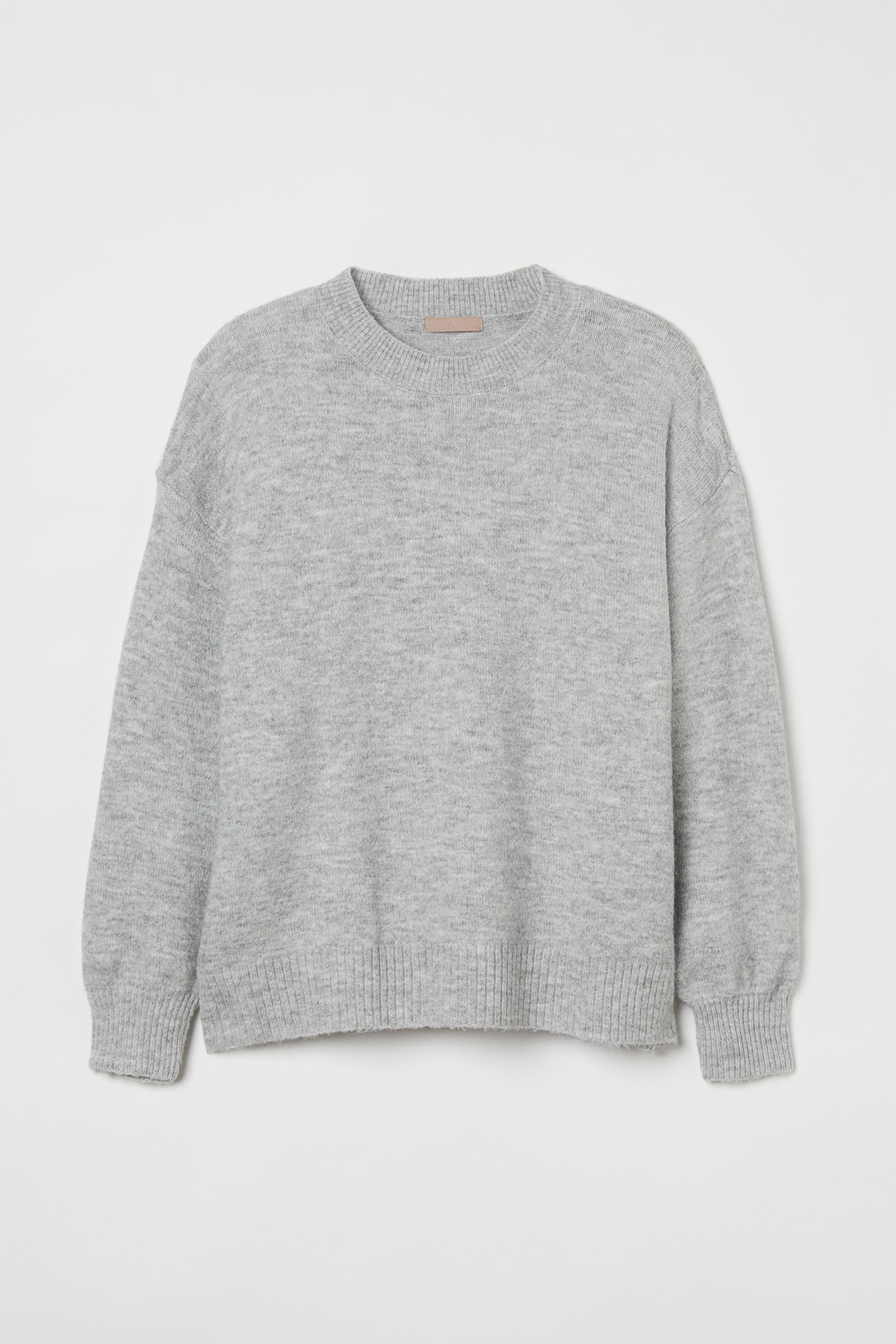 H&M+ Sweater - Round Neck - Long sleeve - Light gray melange - Ladies ...