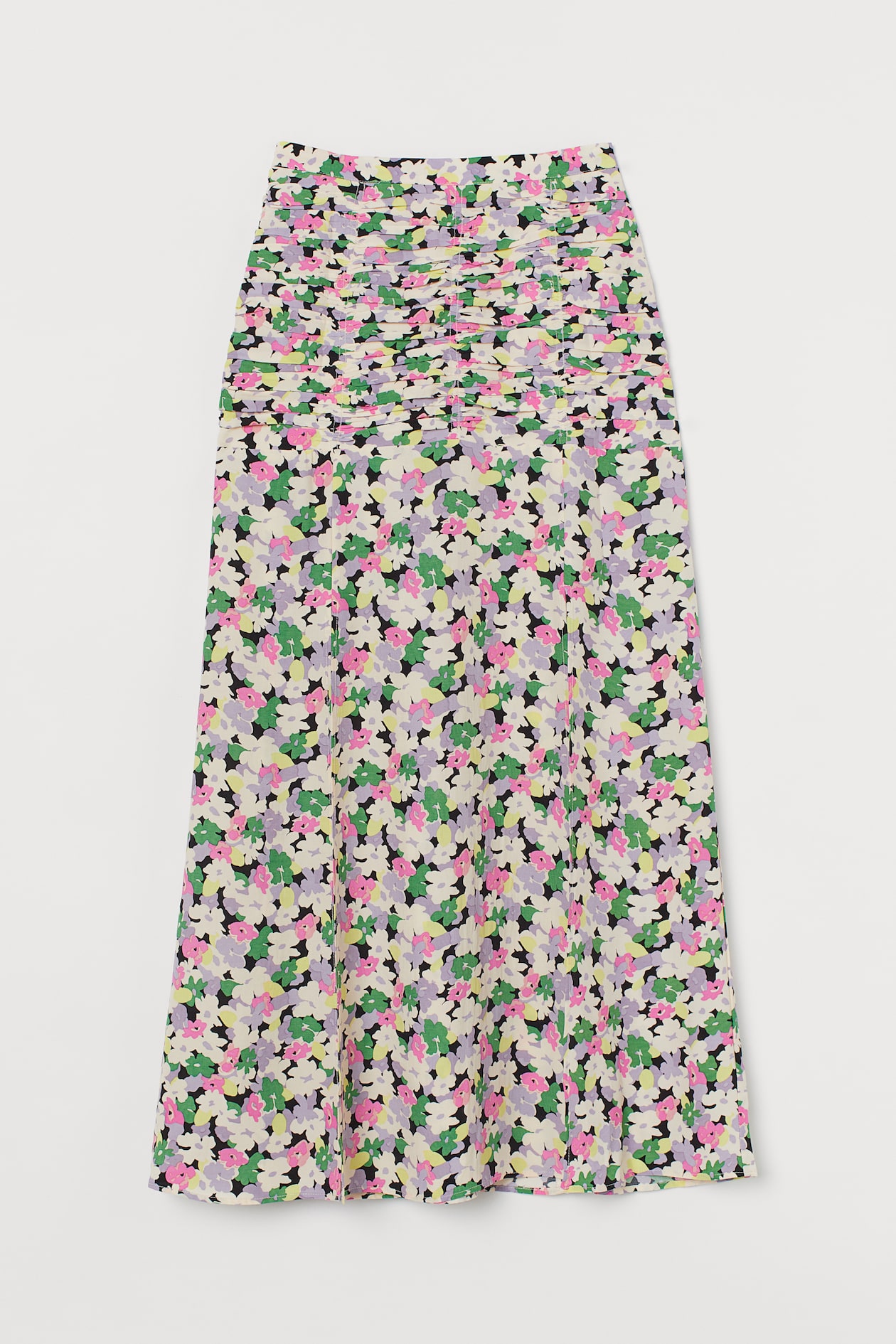 Ankle-length skirt - High waist - Long - Cream/Multicoloured - Ladies ...