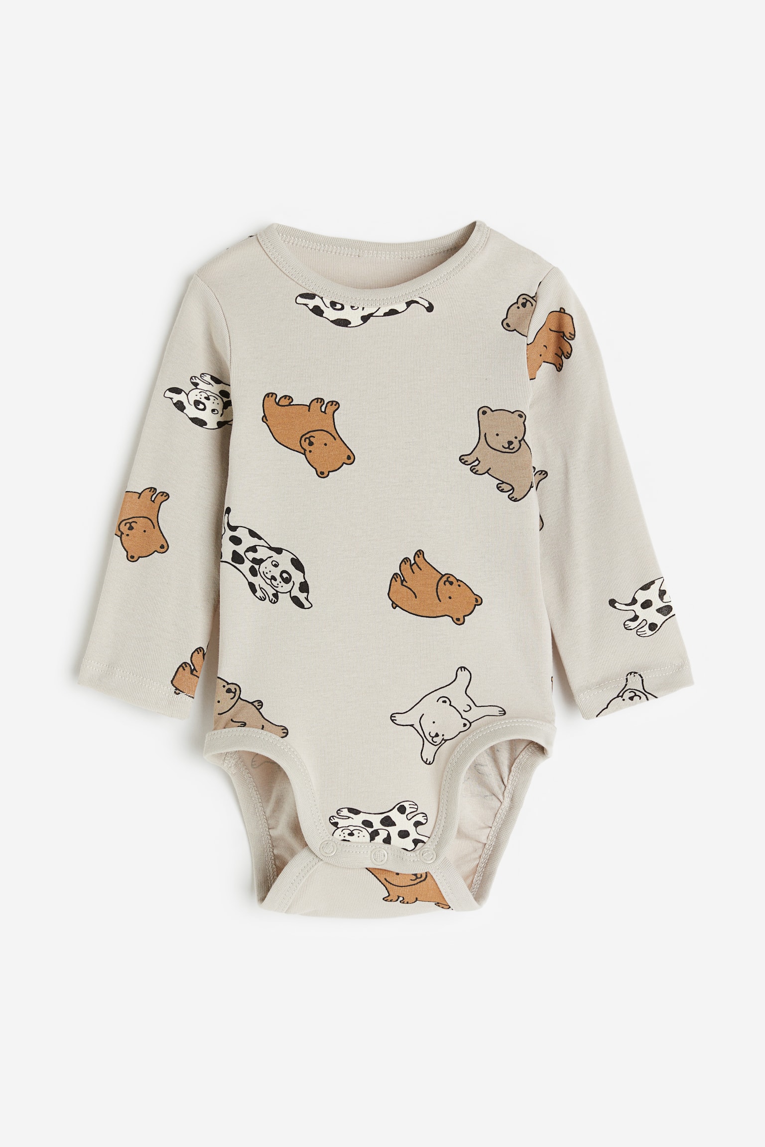 Long Sleeve Bodysuit - Beige/Animals/Light beige/Stripe/Beige/Leopard print/Brown/Animals/Light dusty green/Dinosaurs/Cream/Floral/Grey marle/Family/Dark turquoise/Floral/Dark blue/Stripe/Dark grey/Bear/Pink/Rabbits/Light beige/Animals/Cream/Cherries/Dark grey/Hearts/Cream/The Cutest/Light beige/Christmas theme/Dark green/Forest animals - 1