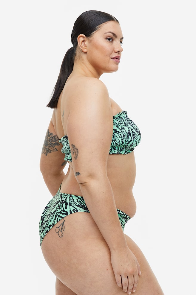 Smocked bandeau bikini top - Mint green/Patterned - 6