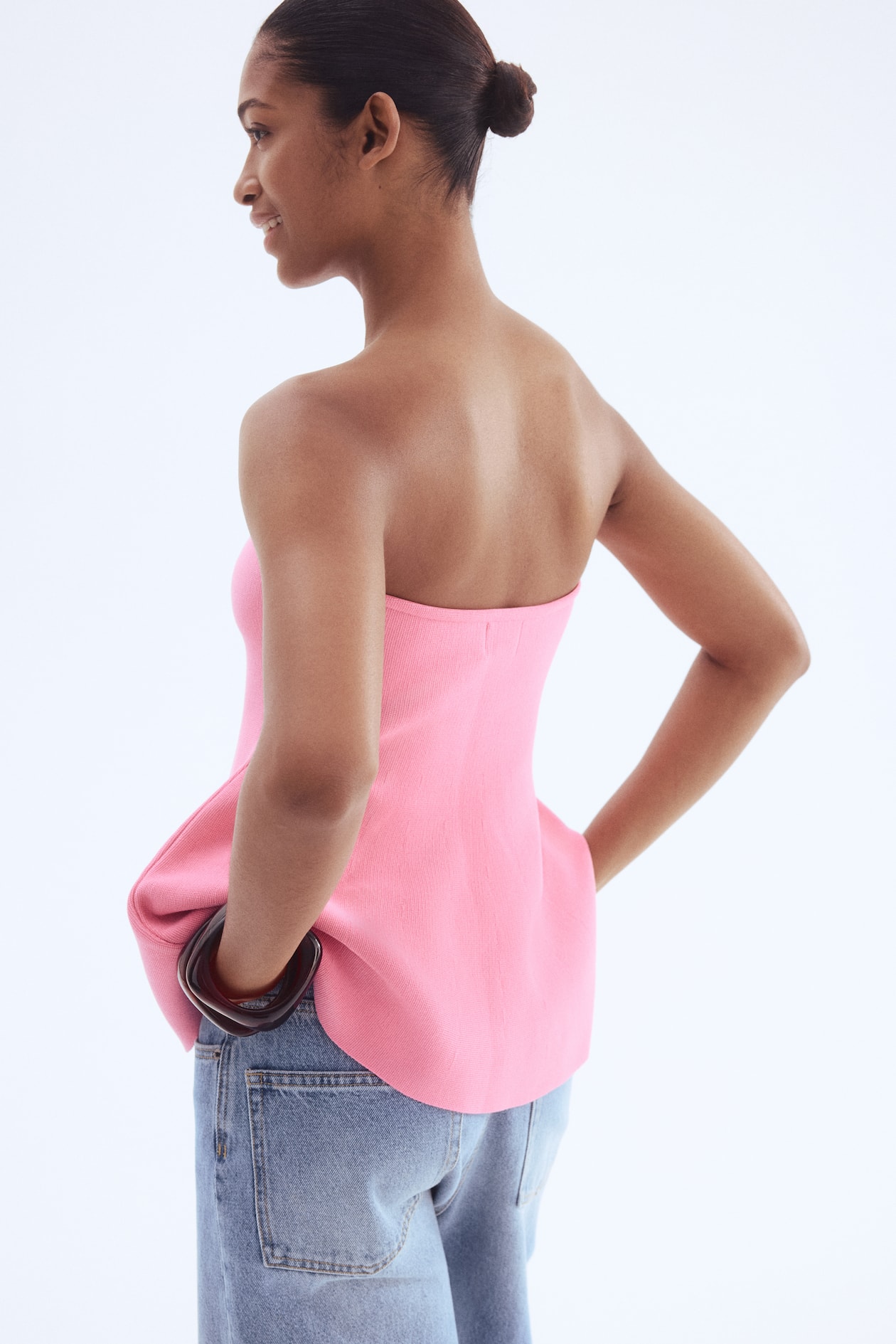 Jacquard-Knit Peplum Top - image 2