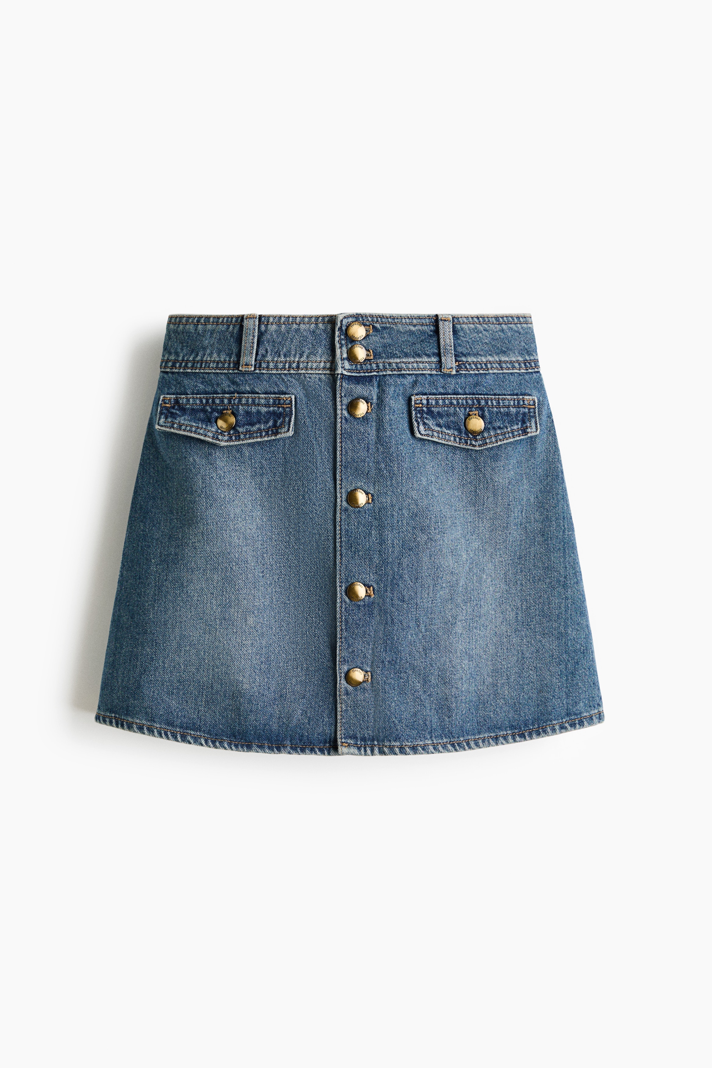 Korte denim A-linerok - Denimblauw/Donkerbruin/Donker denimblauw