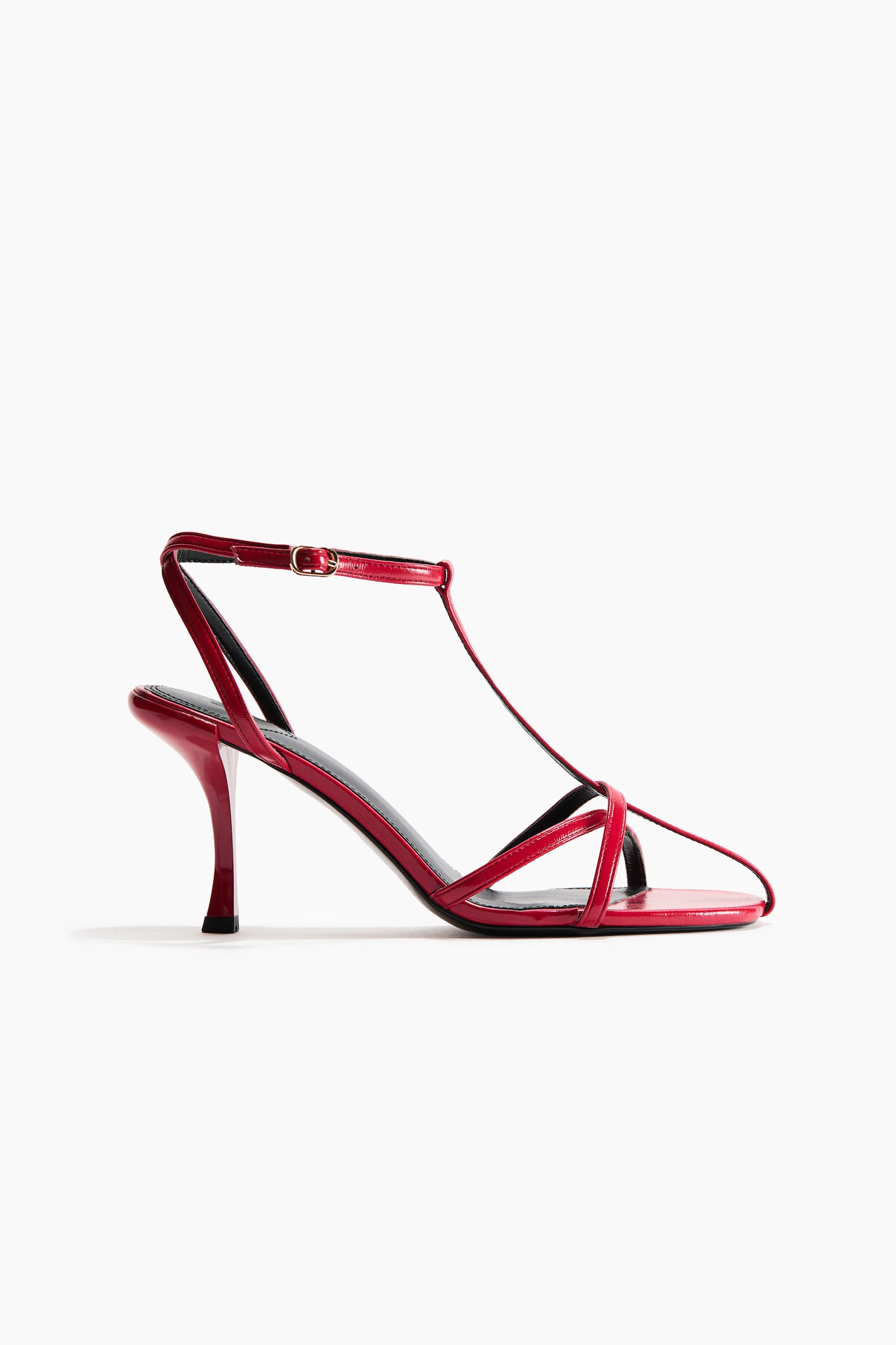 Heeled strappy sandals - Bright red/Dark khaki green - 2