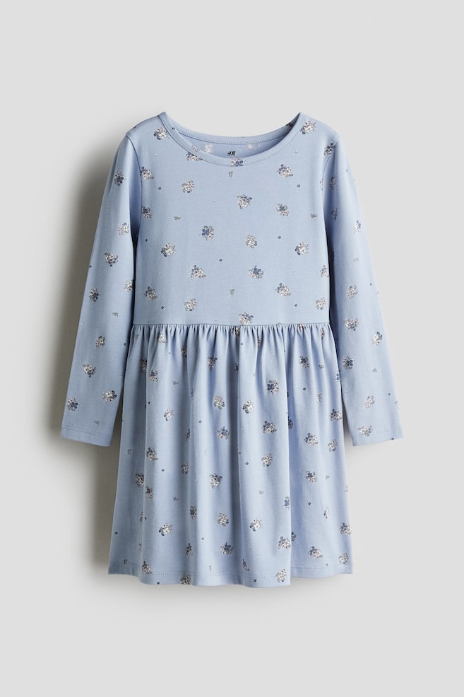 Robe imprimée en coton - Bleu/fleuri/Rose/fleuri/Beige clair/ballerines/Rose/fleuri/Rose clair/cœurs/Pêche/citrouilles/Noir/nœud - 1