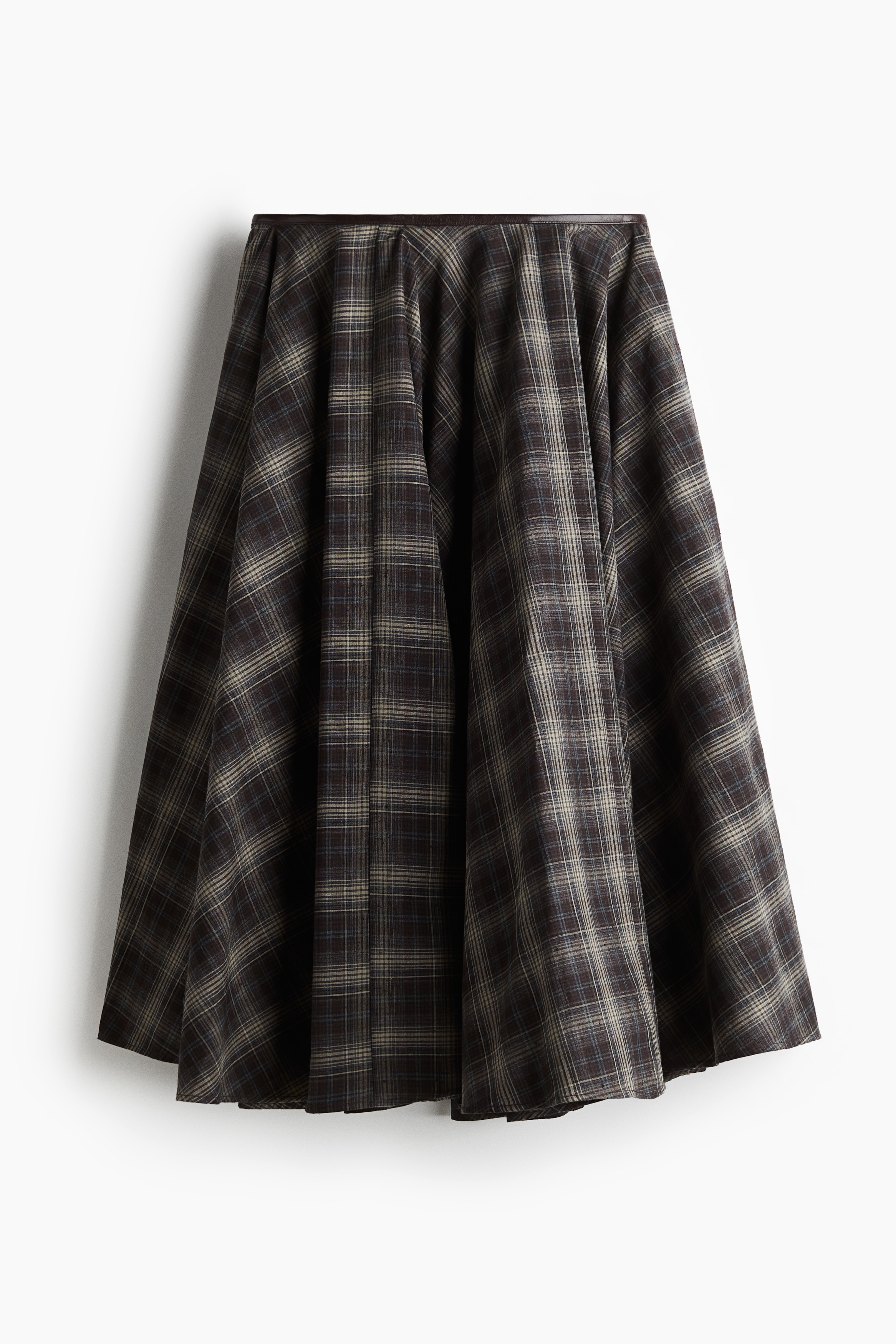 Circular Cotton Skirt - Dark grey/Check