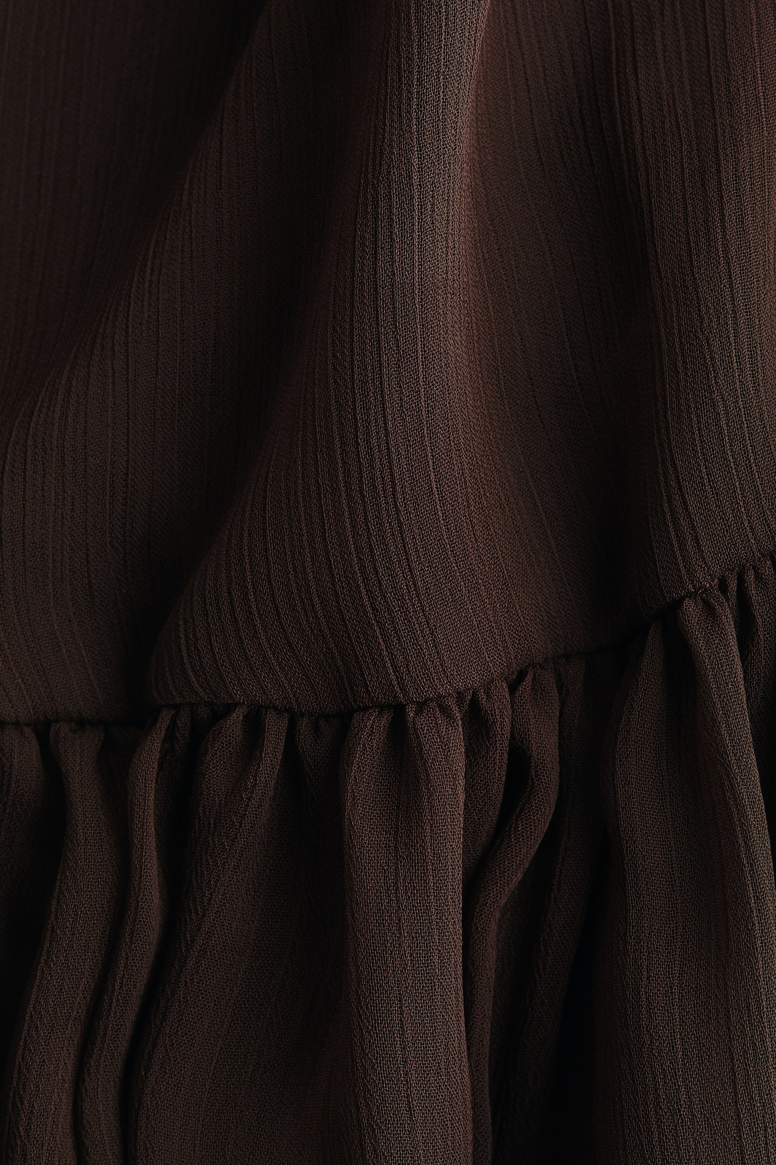 蝴蝶結領及地長洋裝 - 深咖啡色/米色 - 4